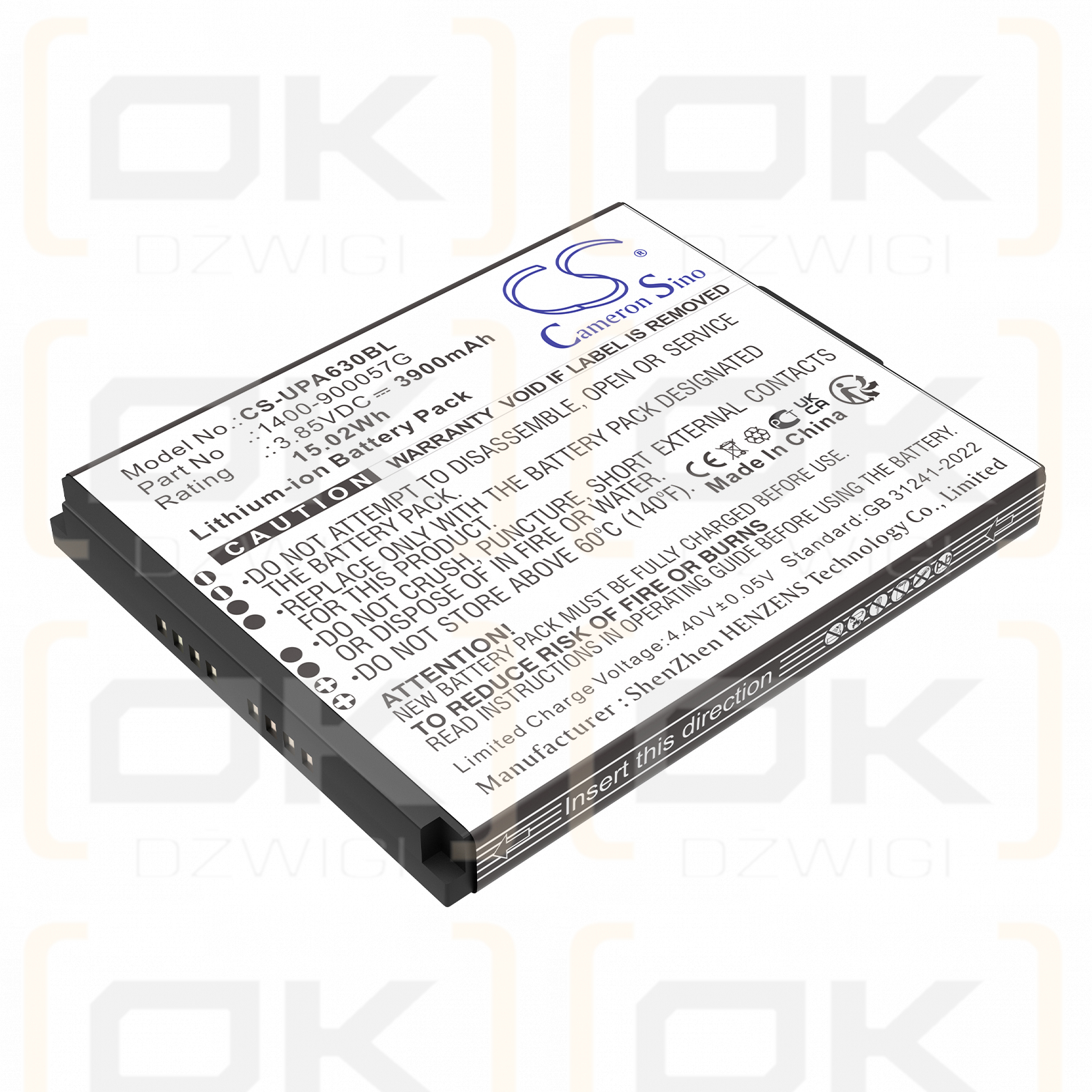 Unitech EA630 Plus / 1400-900057G 3900 mAh Li-Ionen 3,85 V (Cameron Sino)