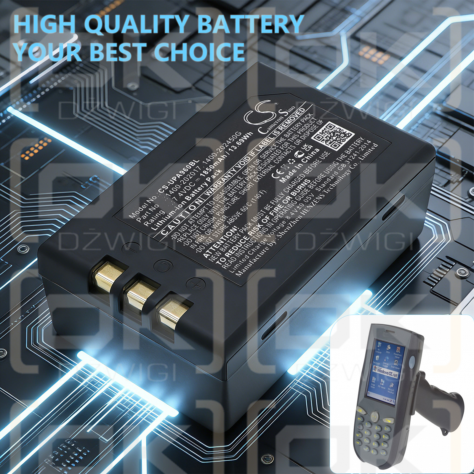 Unitech RH767C / 1400-202017 1850 mAh Li-Ion 7,4 V (Cameron Sino)