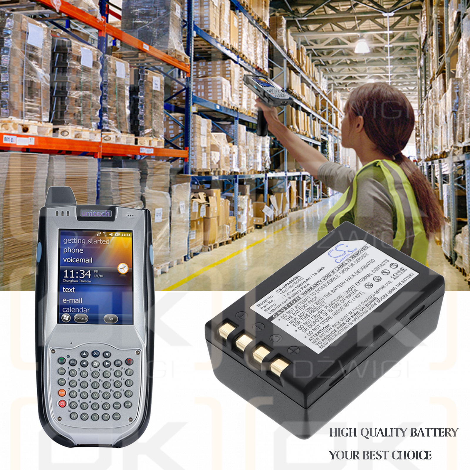 Unitech PA968II / 1400-900006G 1800 mAh Li-Ion 7,4 V (Cameron Sino)