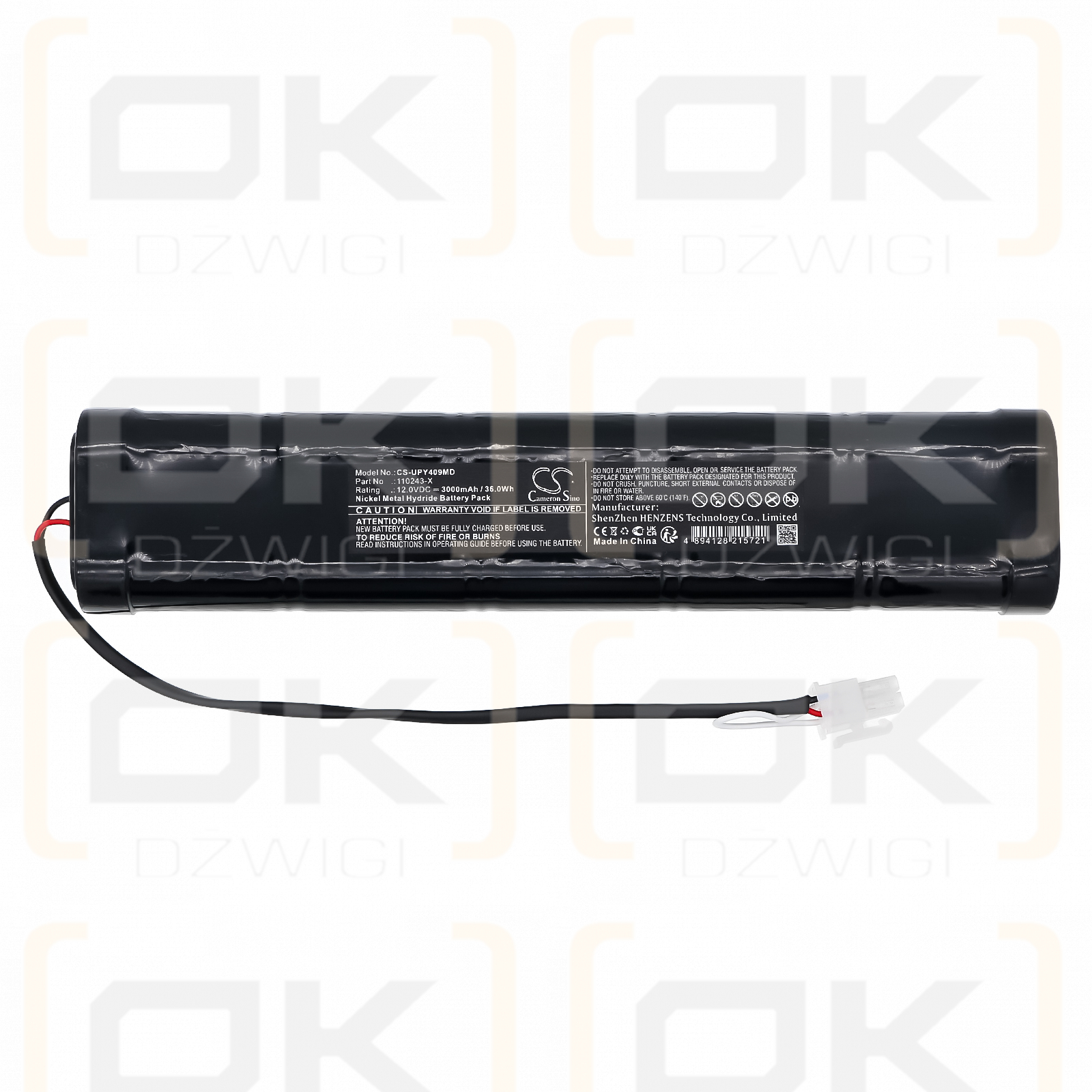 Batería Uniphy 409/110243-X de 3000 mAh, Ni-MH, 12,0 V (Cameron Sino)