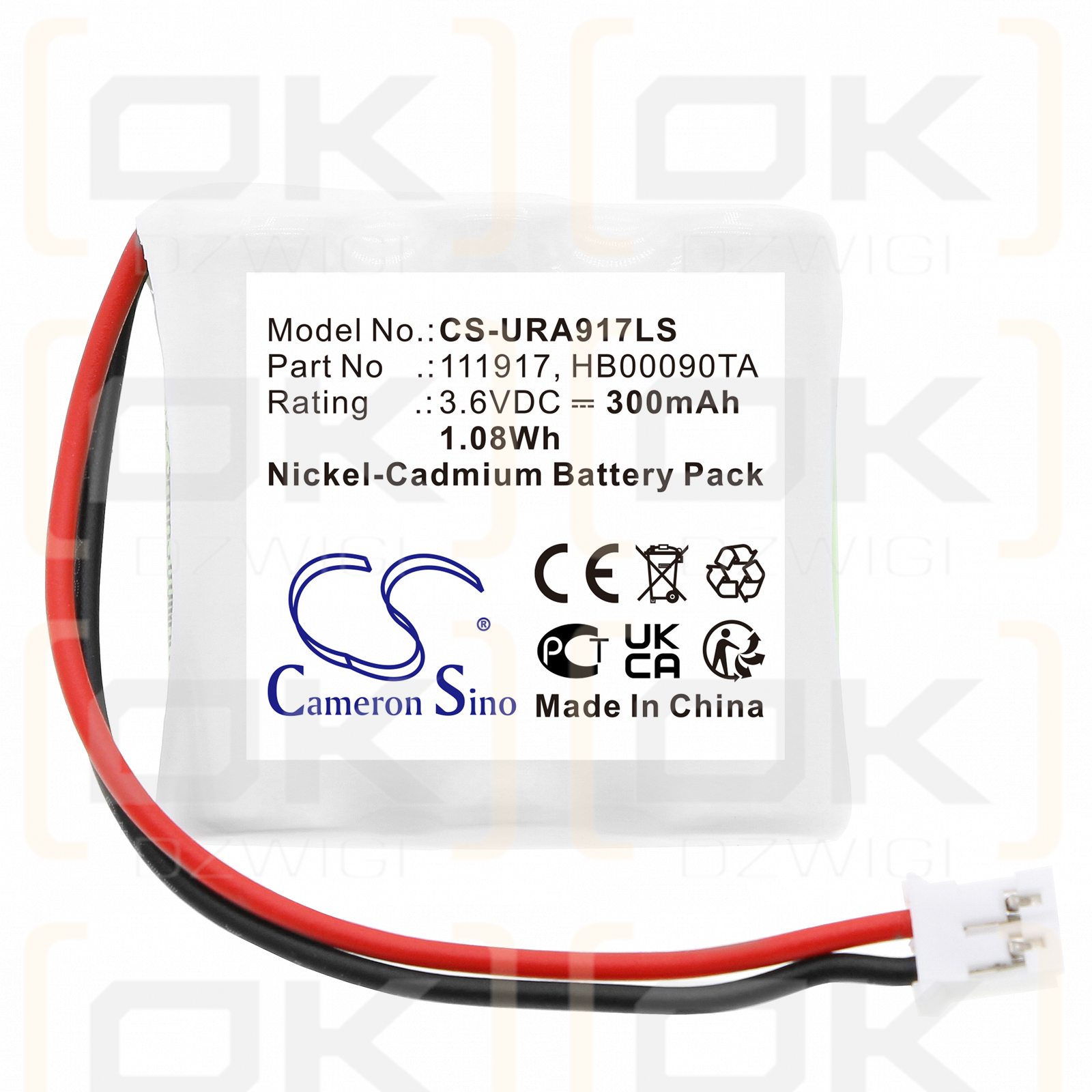 URA 140131/111917 300 mAh Ni-MH 3,6 V (Cameron Sino)