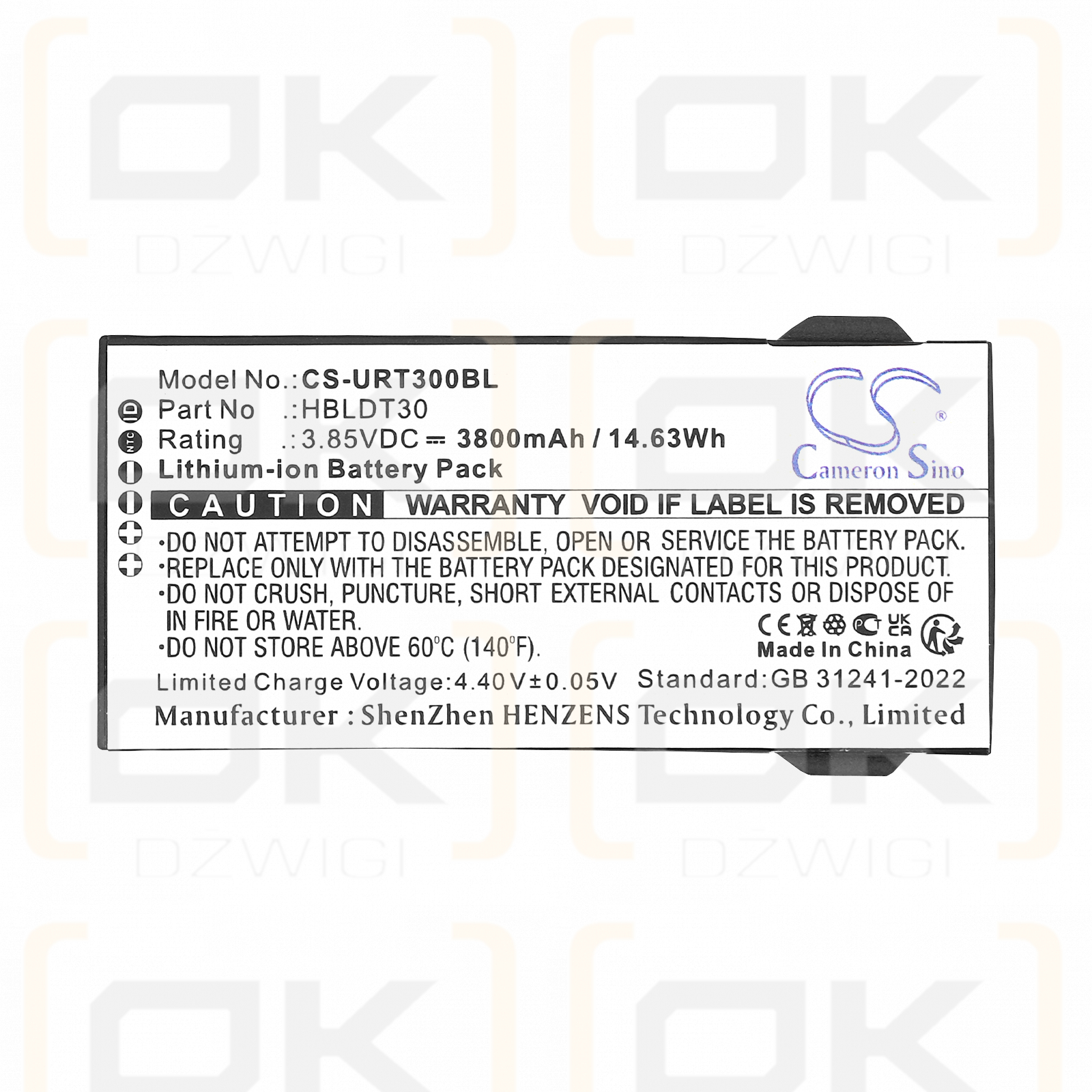 Urovo DT30 / HBLDT30 3800 mAh Li-Ionen 3,85 V (Cameron Sino)