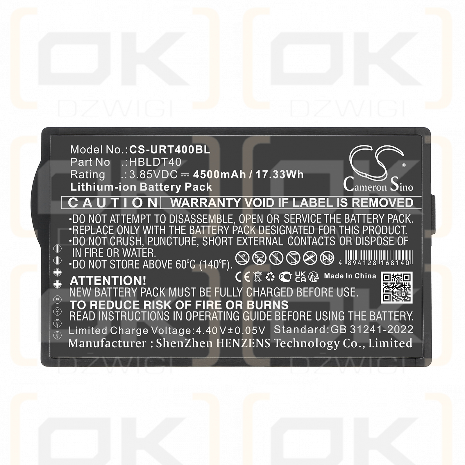 Urovo DT40 / HBLDT40 4500 mAh Li-Ionen 3,85 V (Cameron Sino)