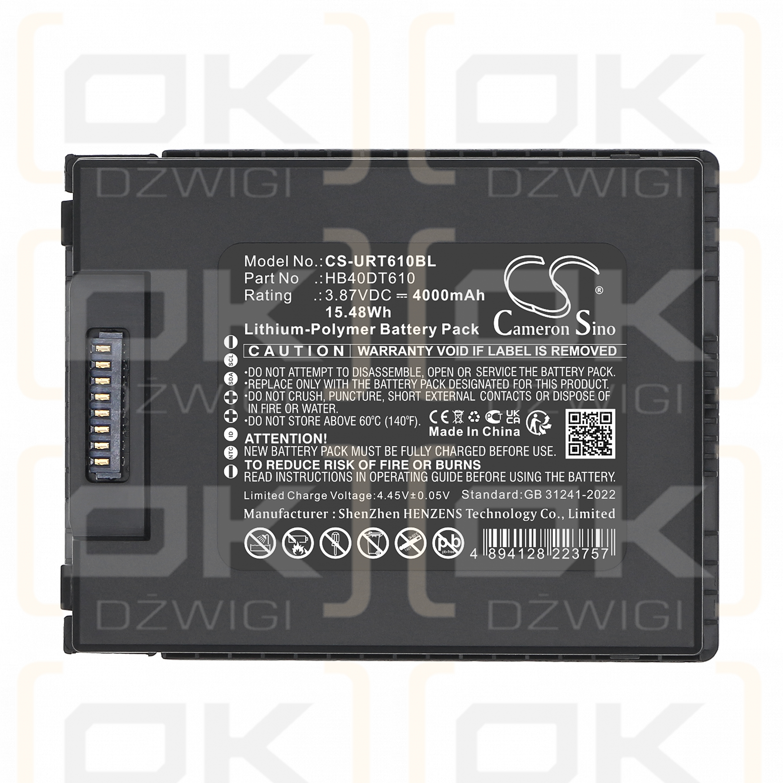 Urovo DT610 RFID-Mobilcomputer / HB40DT610 4000 mAh Li-Polymer 3,87 V (Cameron Sino)
