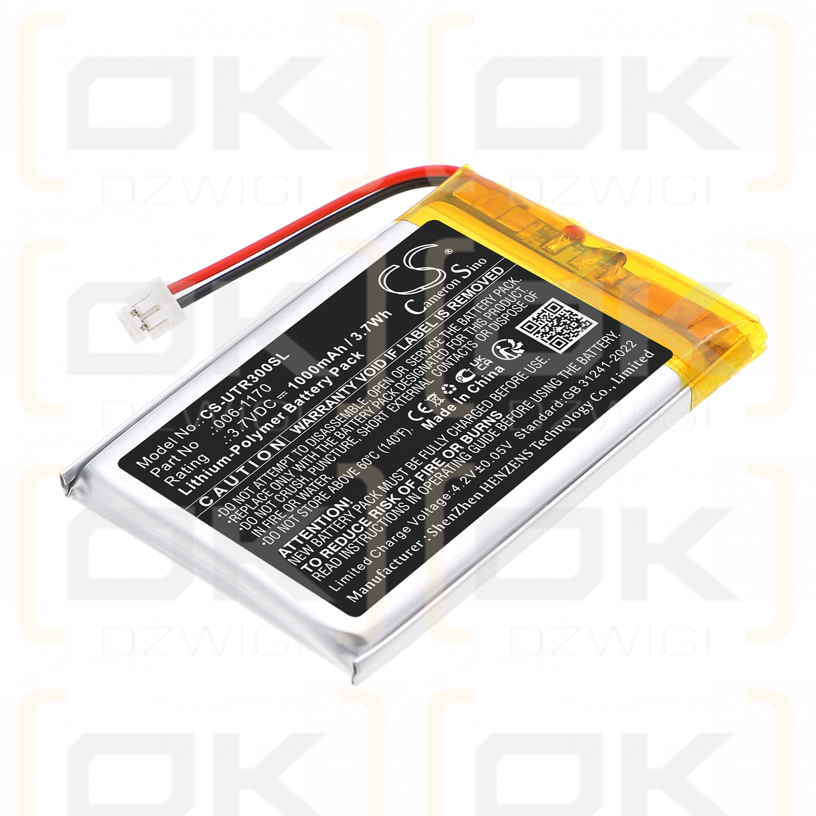 UltraCOM Kabelloses Mobilteil für den Innenbereich / 006-1170 1000 mAh Li-Polymer 3,7 V (Cameron Sino)