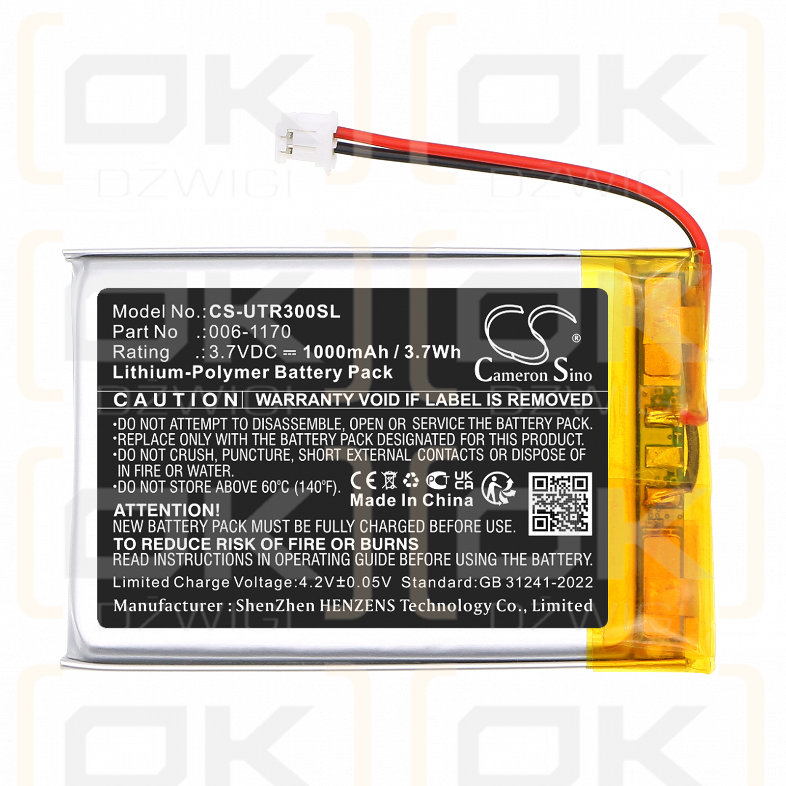 UltraCOM Kabelloses Mobilteil für den Innenbereich / 006-1170 1000 mAh Li-Polymer 3,7 V (Cameron Sino)