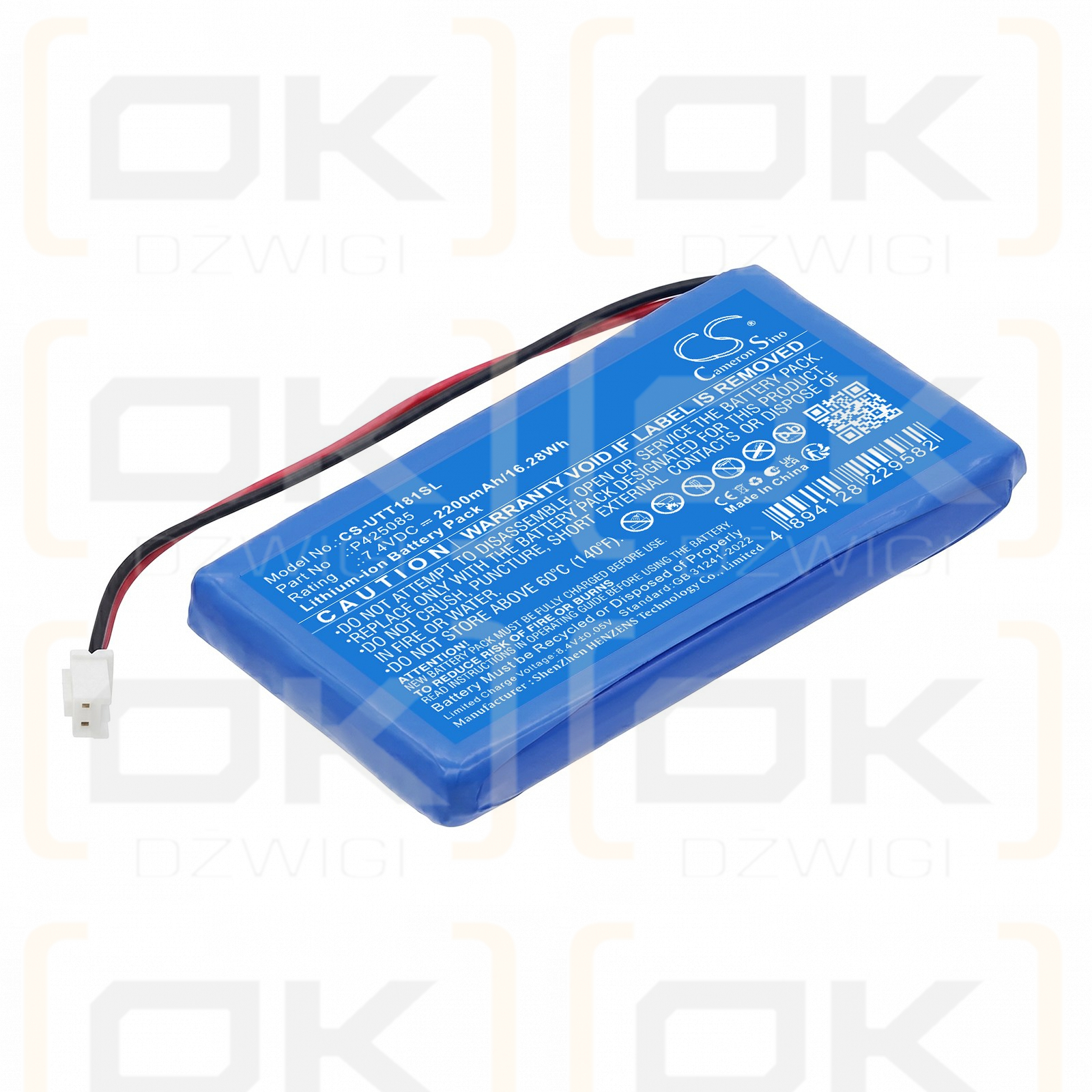 Batería de repuesto para UNI-T UT181A / P425085, 2200 mAh, iones de litio, 7,4 V (Cameron Sino)
