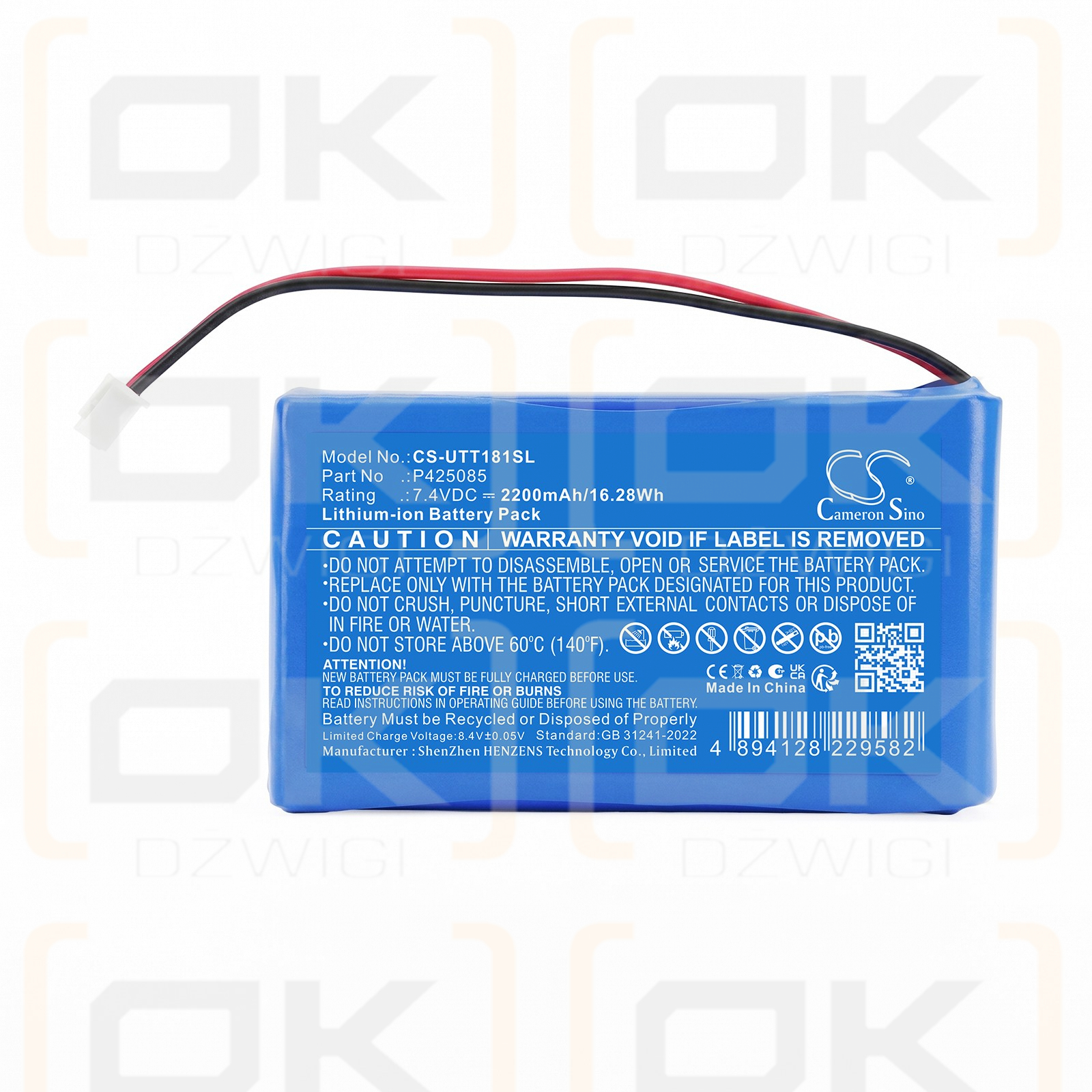 Batería de repuesto para UNI-T UT181A / P425085, 2200 mAh, iones de litio, 7,4 V (Cameron Sino)