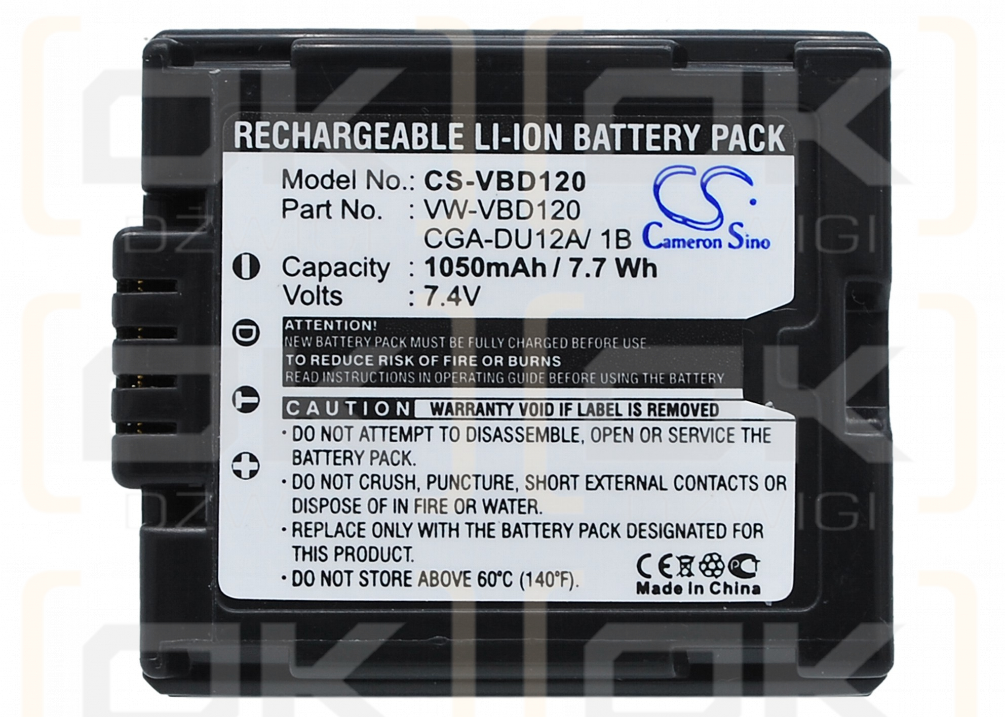 Panasonic DZ-GX3300(B) / VW-VBD120 1050mAh Li-ion 7.4V (Cameron Sino)