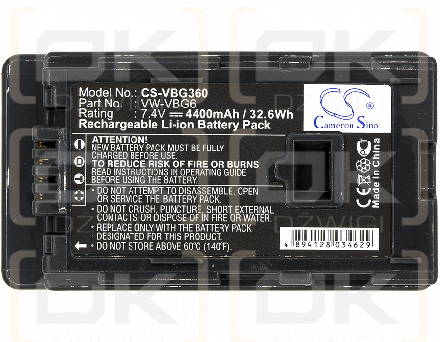 Panasonic CGA-E625 / VW-VBG6 4400mAh Li-ion 7.4V (Cameron Sino)