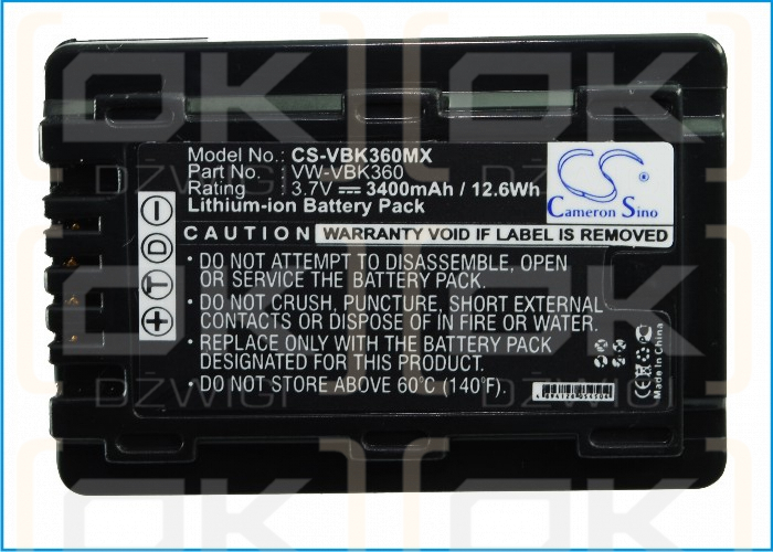 Panasonic HC-V700M / VW-VBK360 3400mAh Li-ion 3.7V (Cameron Sino)