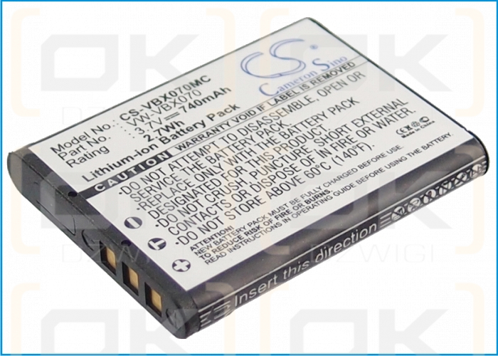 Panasonic HX-DC3W / VW-VBX070 740mAh Li-ion 3.7V (Cameron Sino)