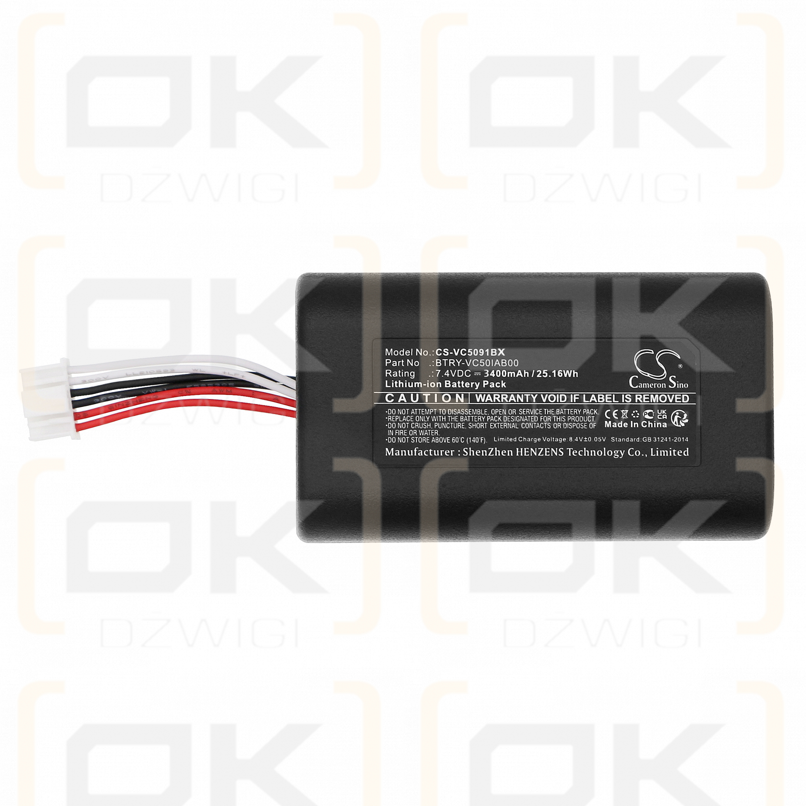 Reference VC5090-MA0TMQGH66R / 82-76786-03 3400mAh Li-ion 7.4V (Cameron Sino)