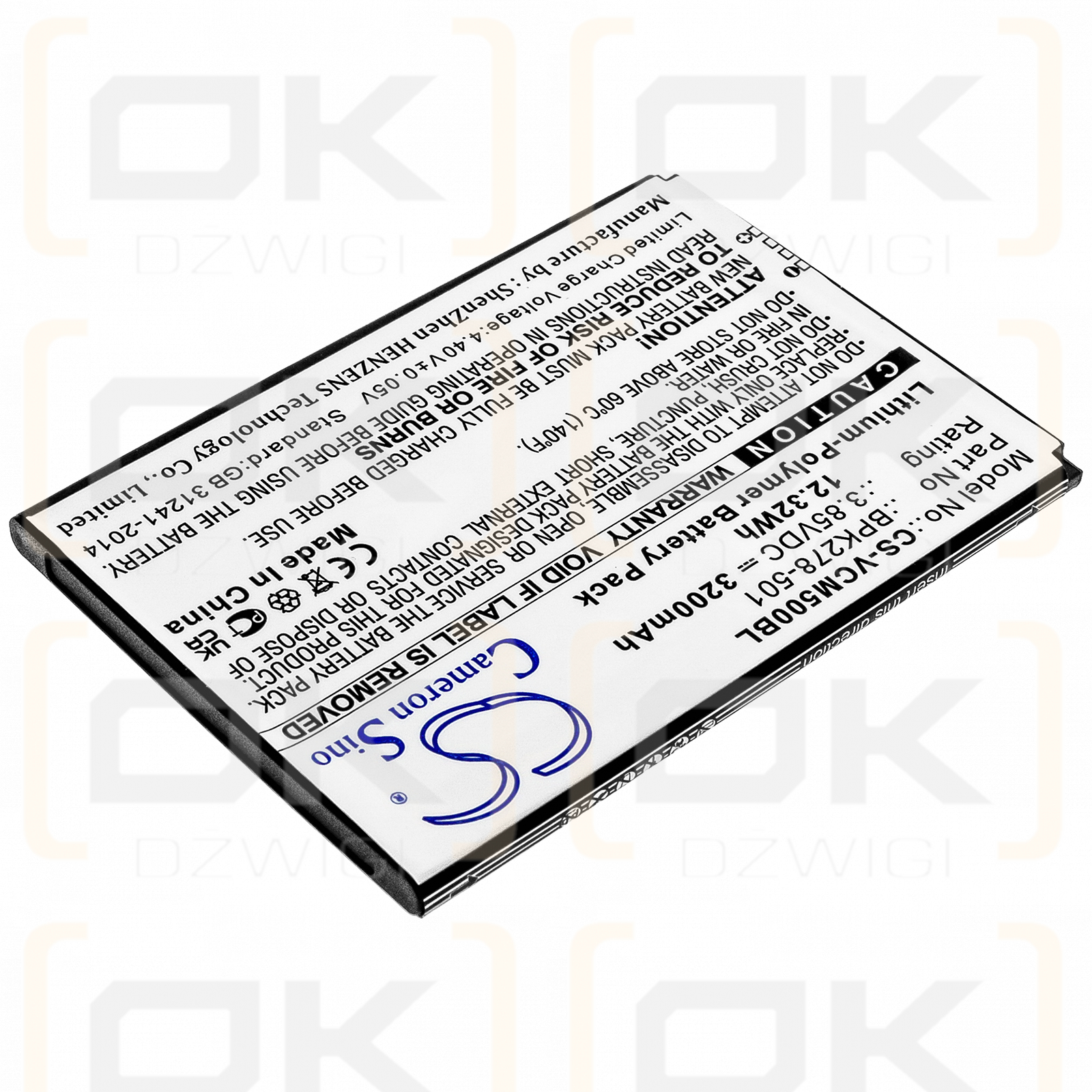 Verifone CM5 / BPK278-501 3200 mAh Li-Polymer 3,85 V (Cameron Sino)