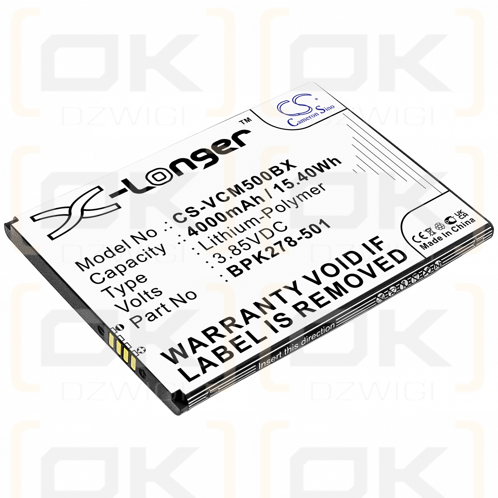 Verifone CM5 / BPK278-501 4000 mAh Li-Polymer 3,85 V (Cameron Sino)