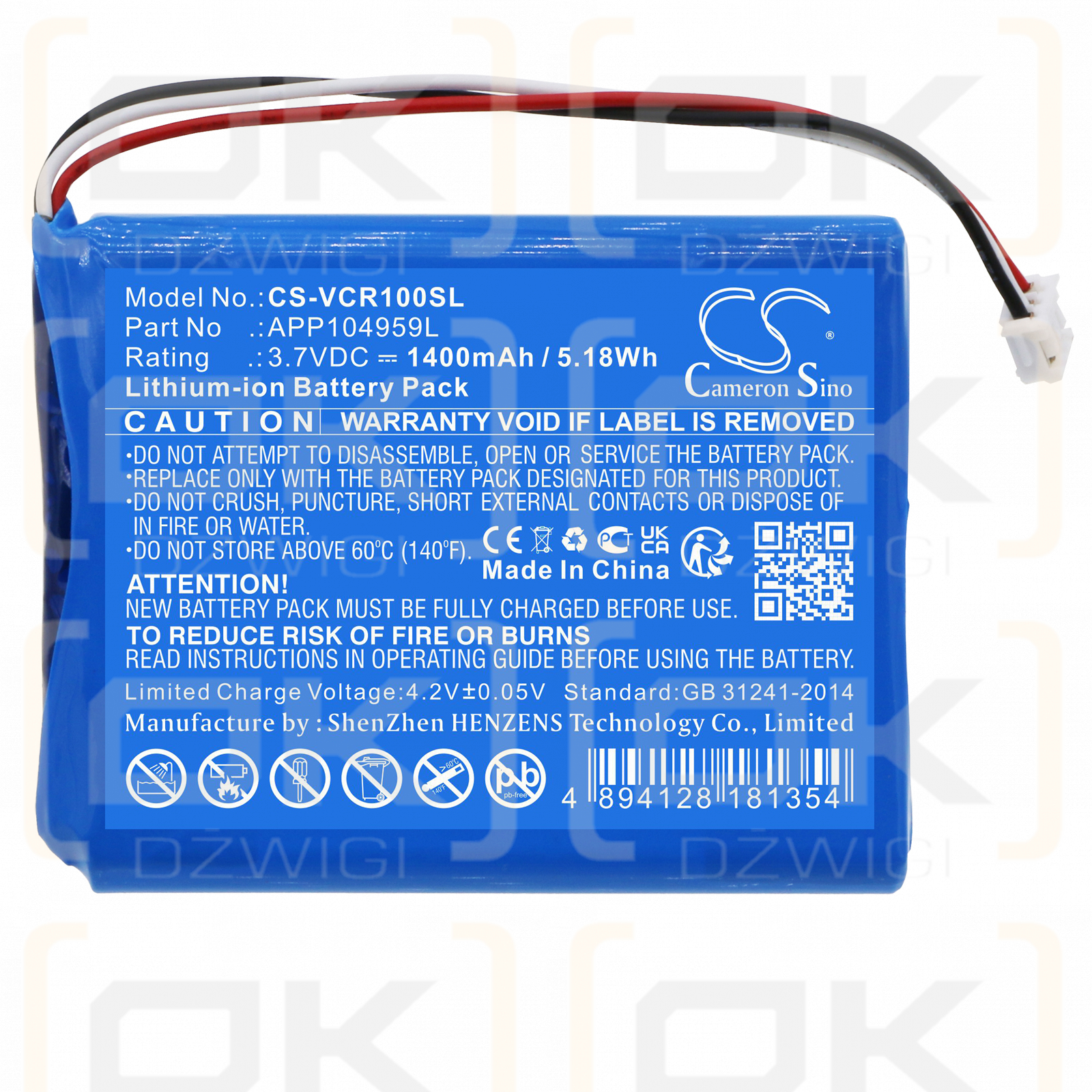 VentureCraft Valoq / APP104959L 1400 mAh Li-Ion 3,7 V (Cameron Sino)