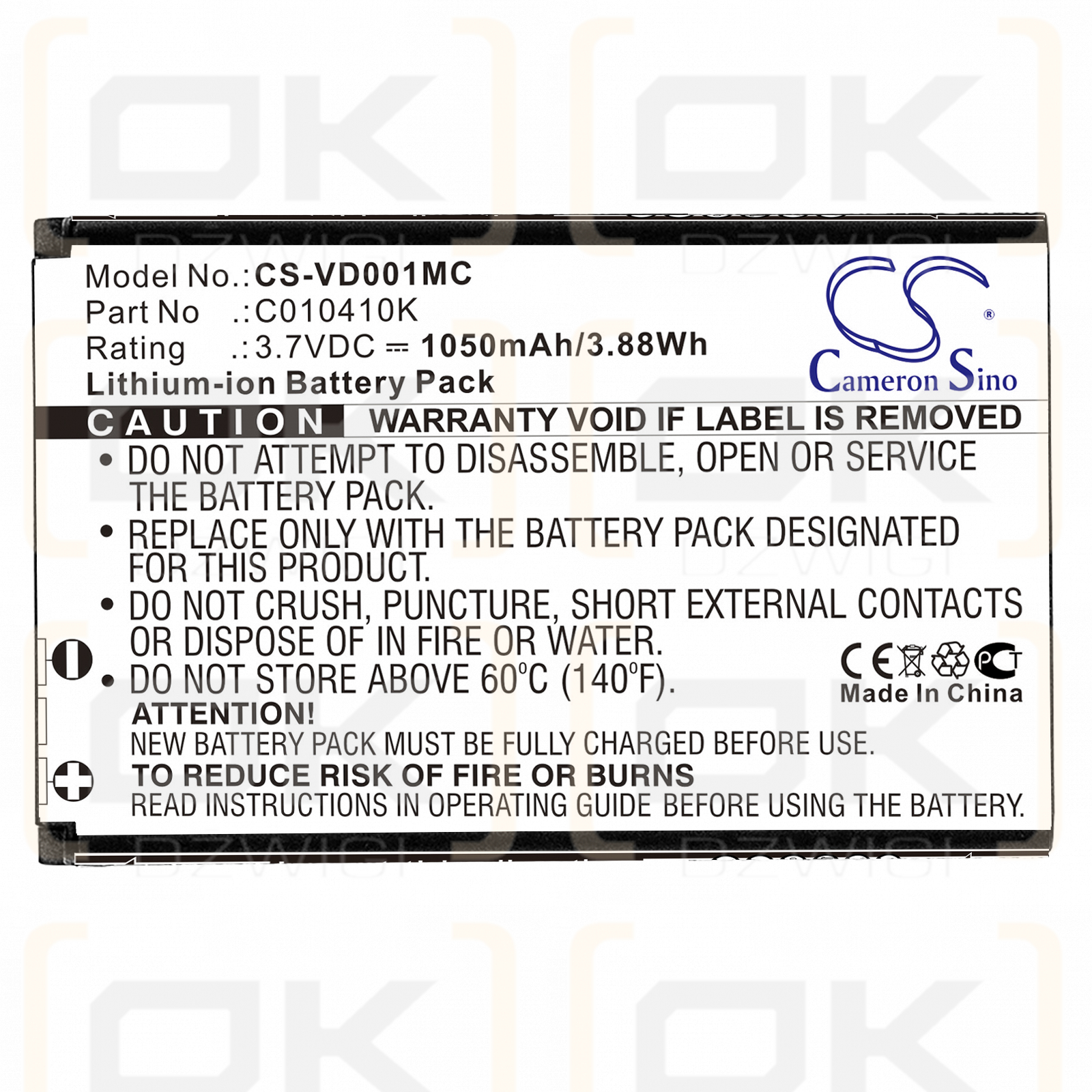 VholdR / C010410K 1050mAh Li-ion 3.7V (Cameron Sino)