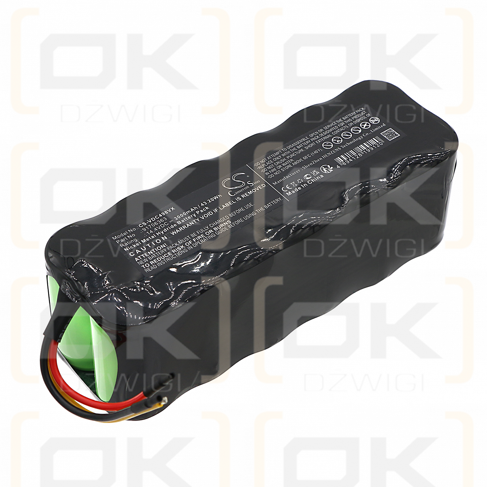 Vileda M-H498 / 91706363 3000mAh Ni-MH 14.4V (Cameron Sino)