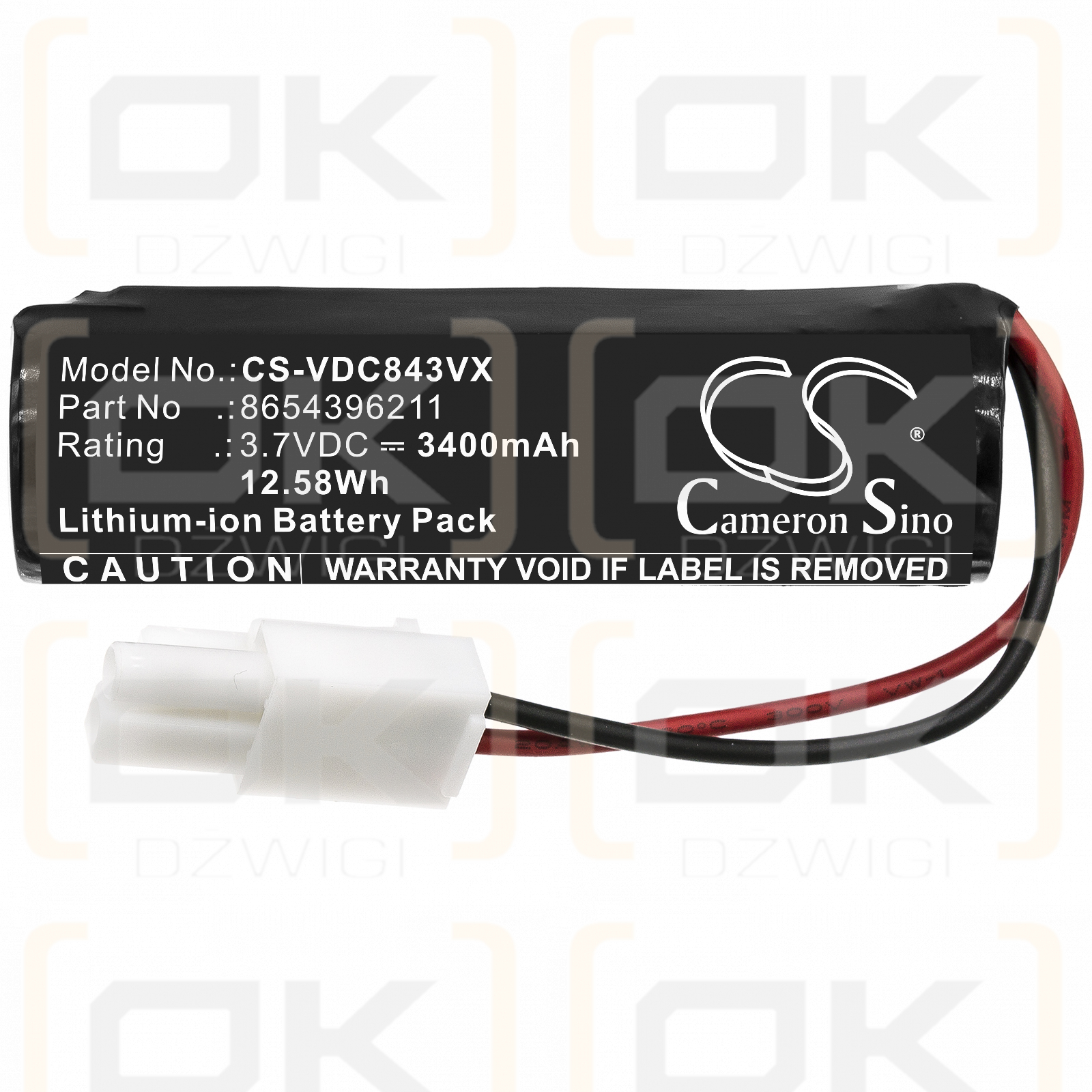 Vileda VI409842 / 8654396211 3400mAh Li-ion 3.7V (Cameron Sino)