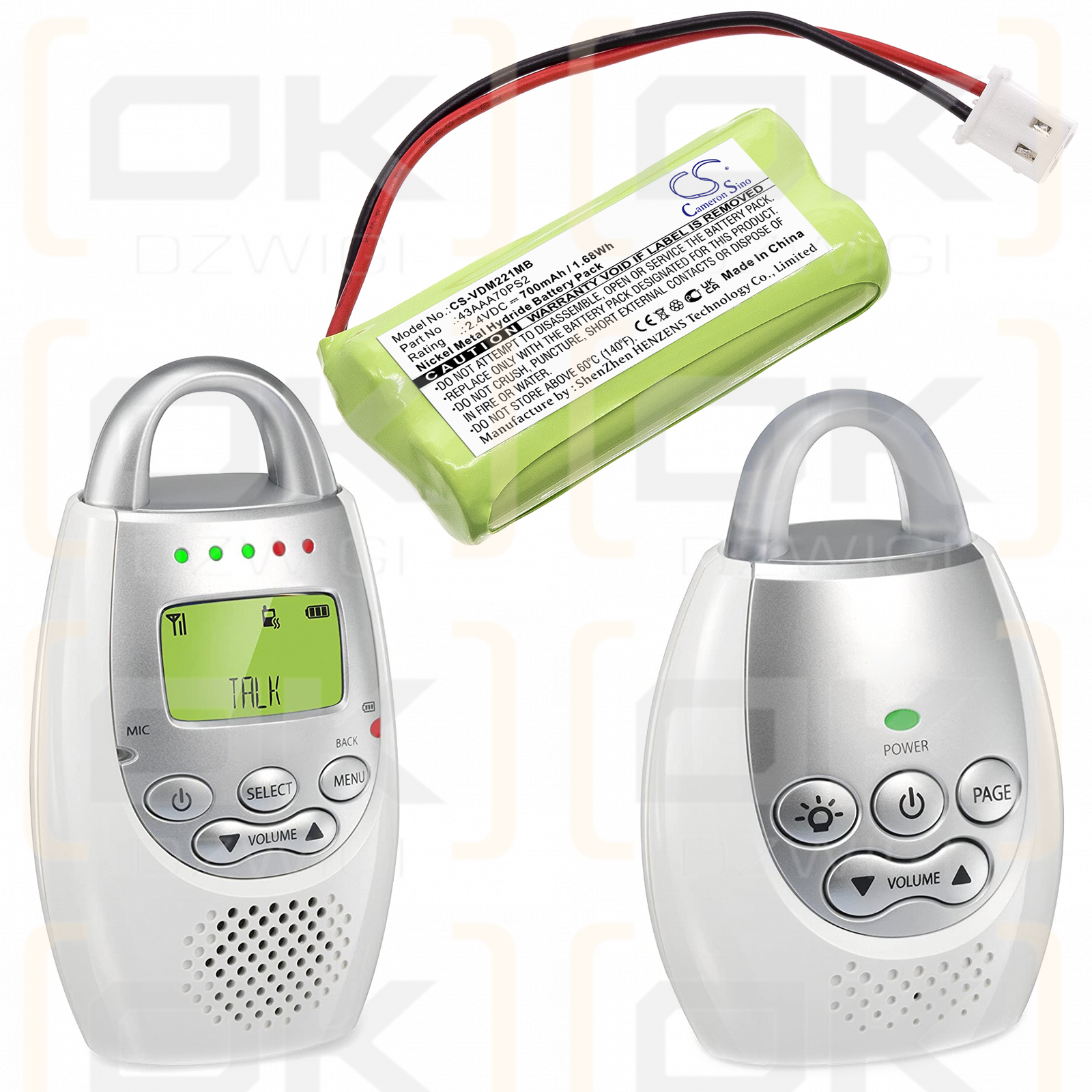 VTech Digitaler Audiomonitor DM221 / 43AAA70PS2 700 mAh Ni-MH 2,4 V (Cameron Sino)