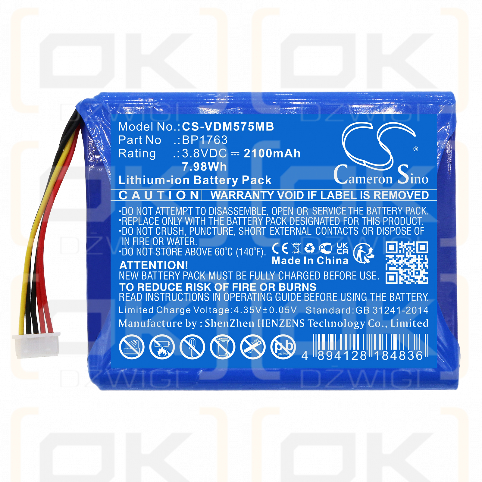 V-Tech VM5254 / BP1763 2100mAh Li-ion 3.8V (Cameron Sino)