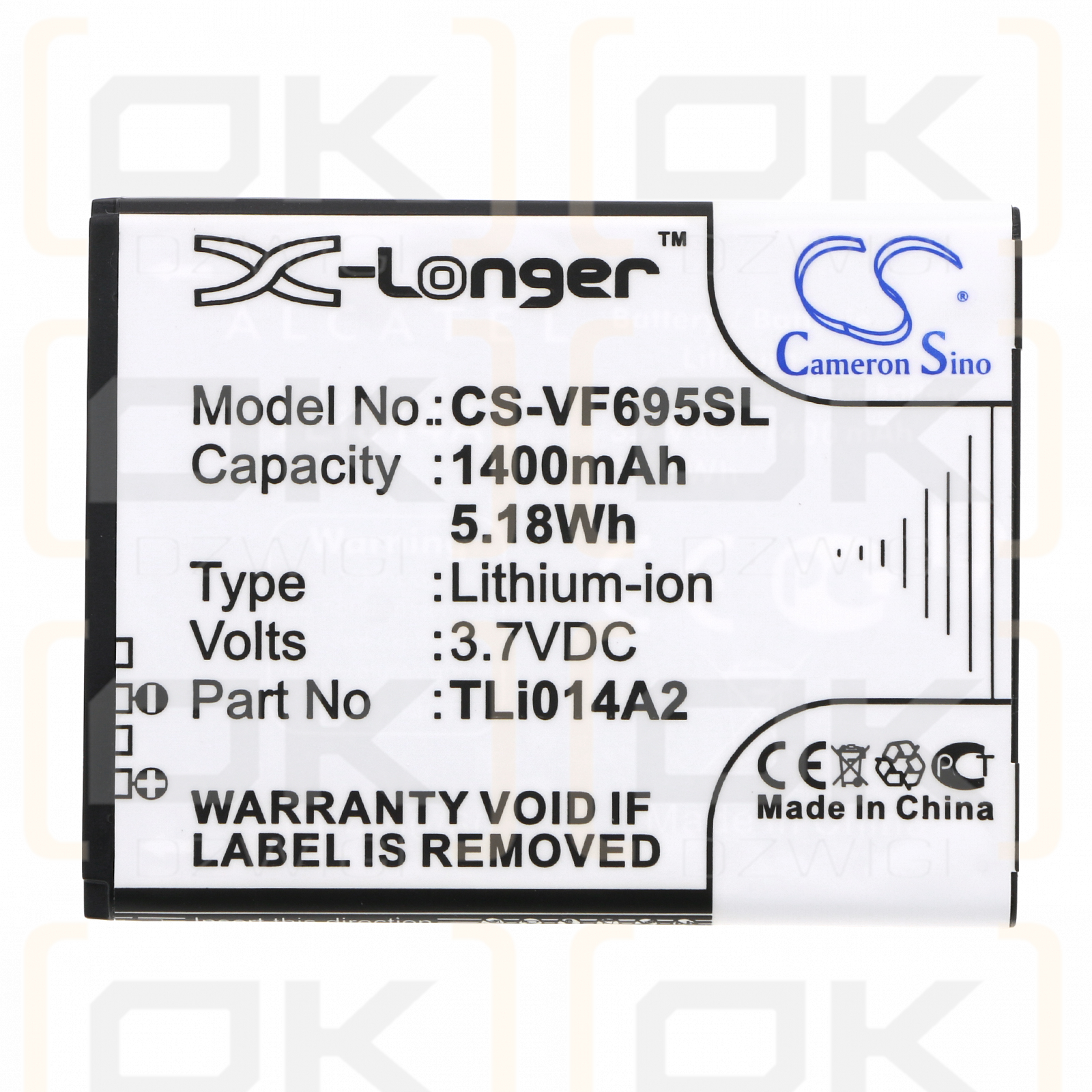 Vodafone VF-575 / TLi014A2 1400 mAh Li-Ion 3,7 V (Cameron Sino)