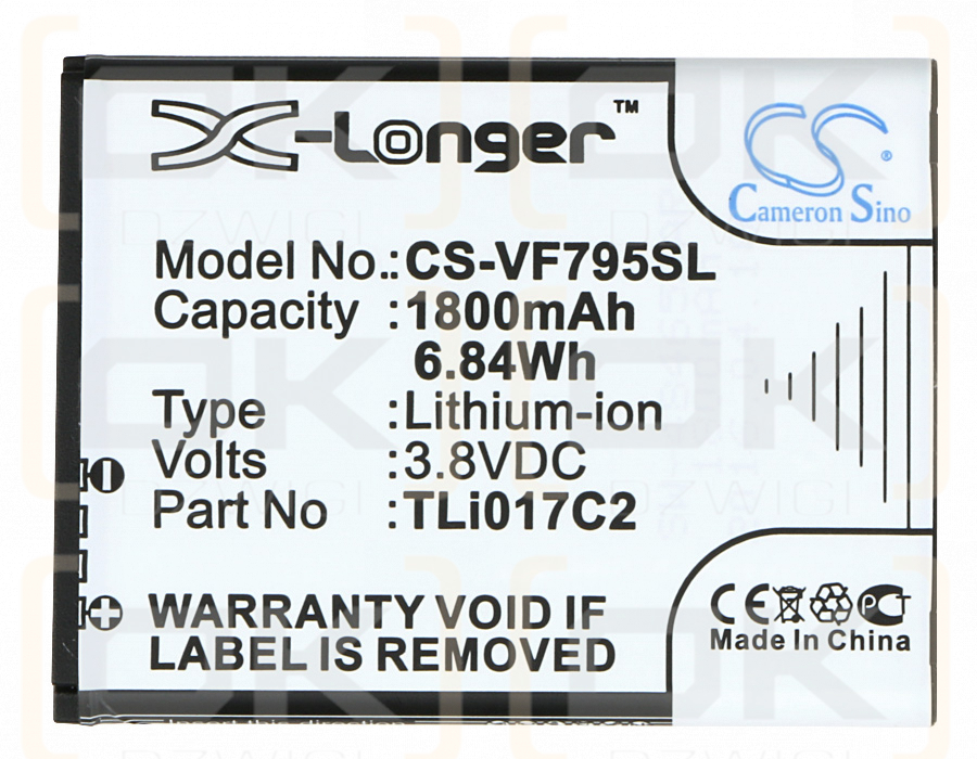 Vodafone VF795 / TLi017C2 1800 mAh Li-Ion 3,8 V (Cameron Sino)