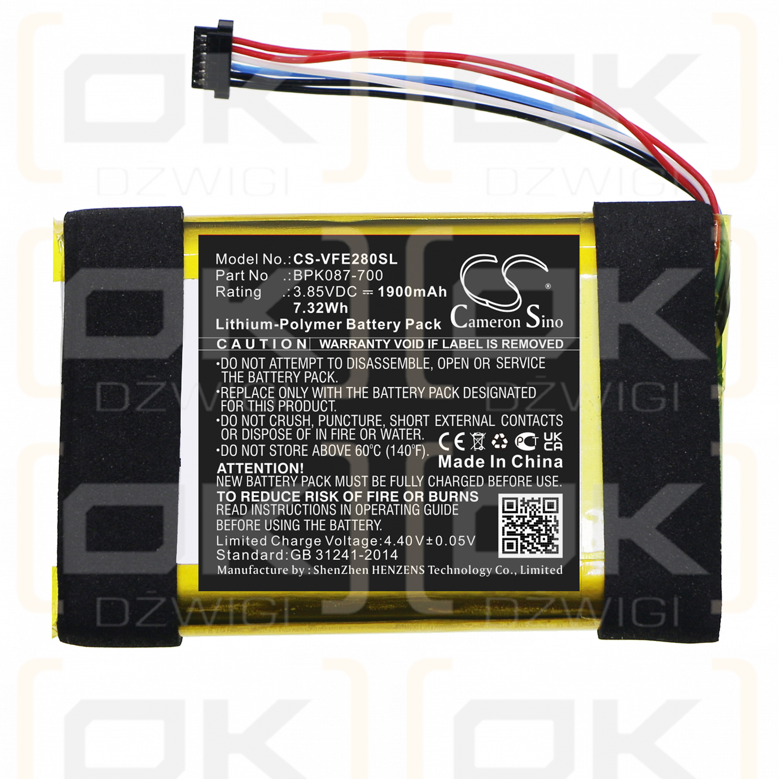 Verifone M087-602-11-WWA / BPK087-700 1900mAh Li-Polímero 3.85V (Cameron Sino)