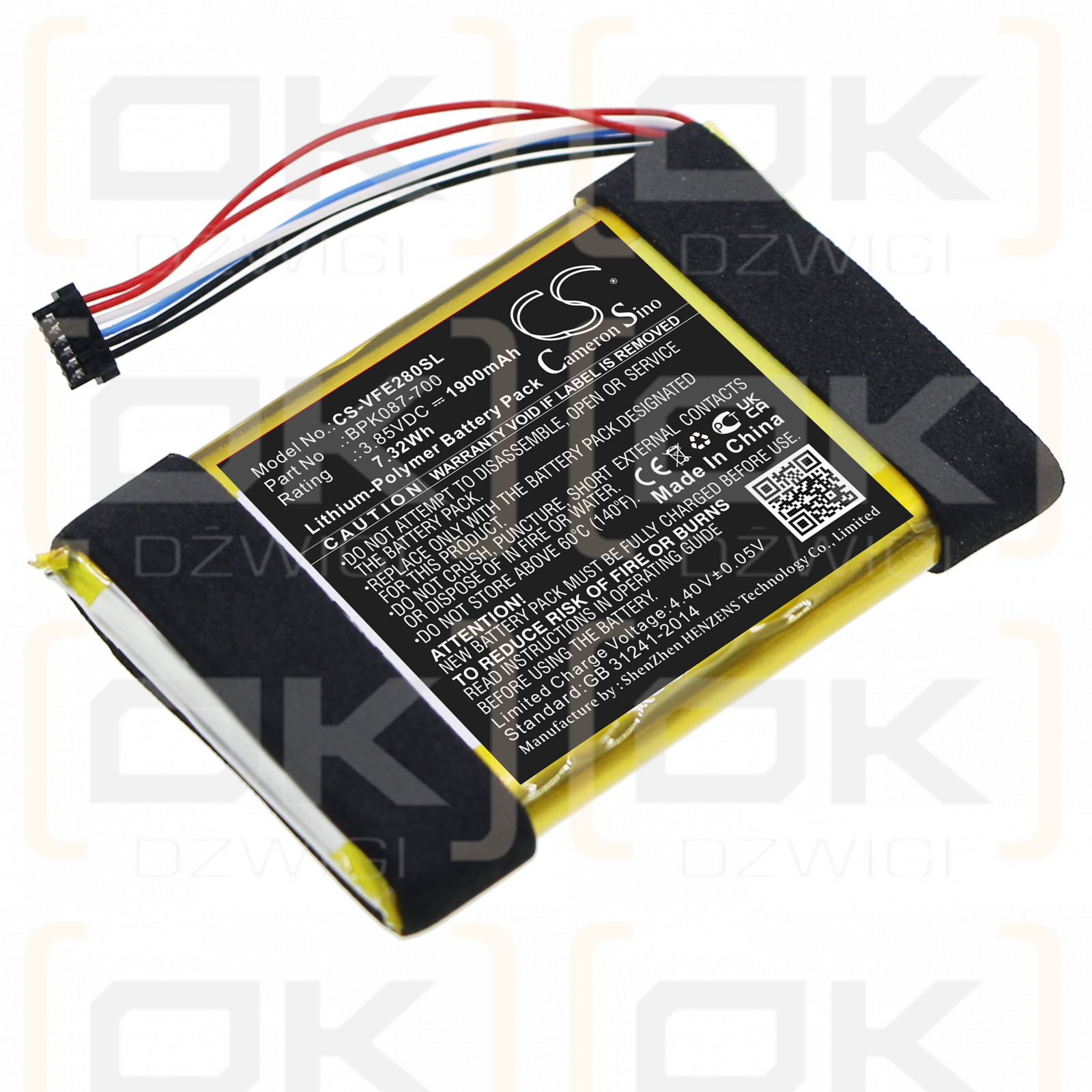 Verifone M087-602-11-WWA / BPK087-700 1900mAh Li-Polímero 3.85V (Cameron Sino)