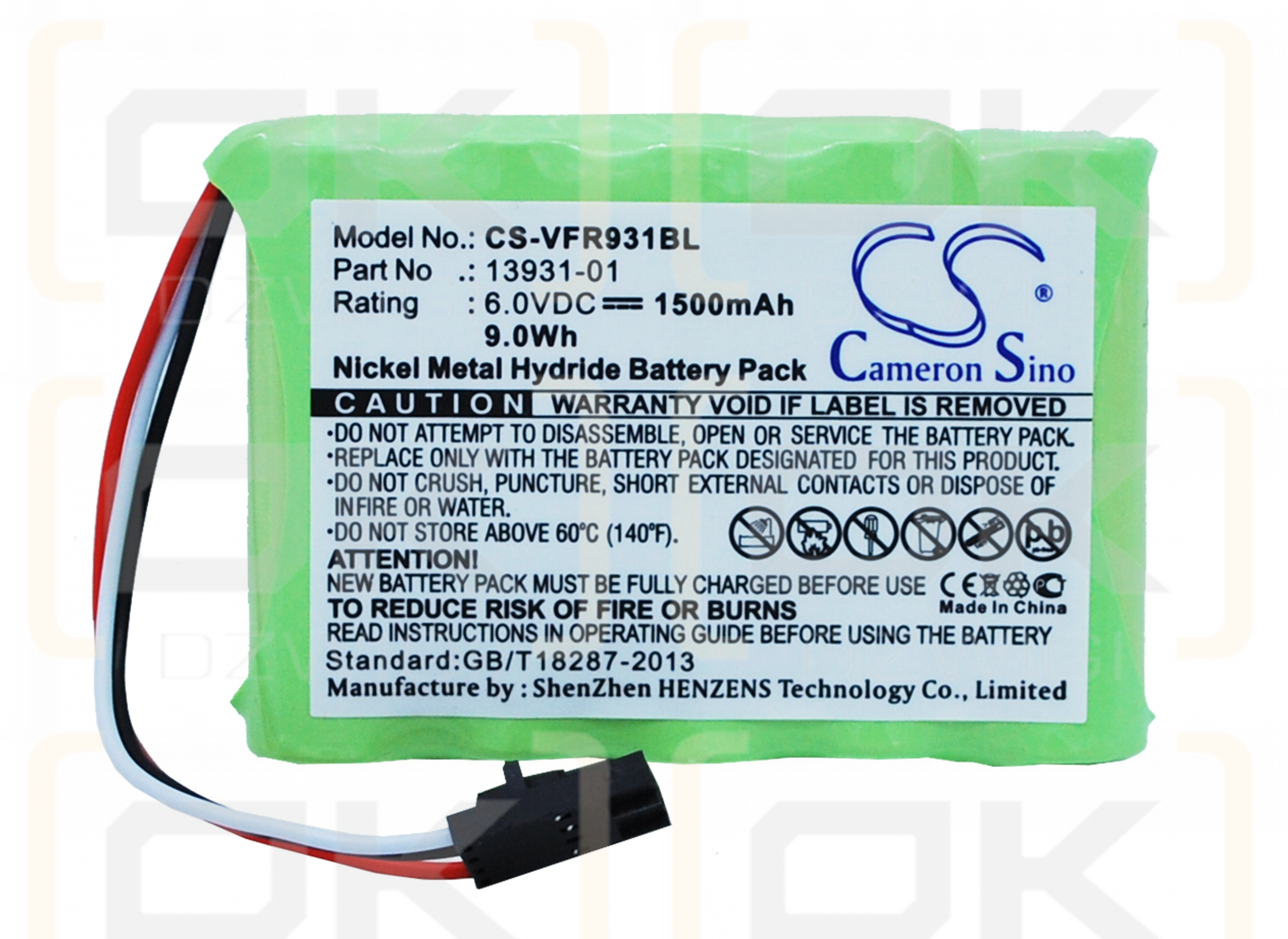 Verifone CPU-4 / 13931-01 1500 mAh Ni-MH 6,0 V (Cameron Sino)