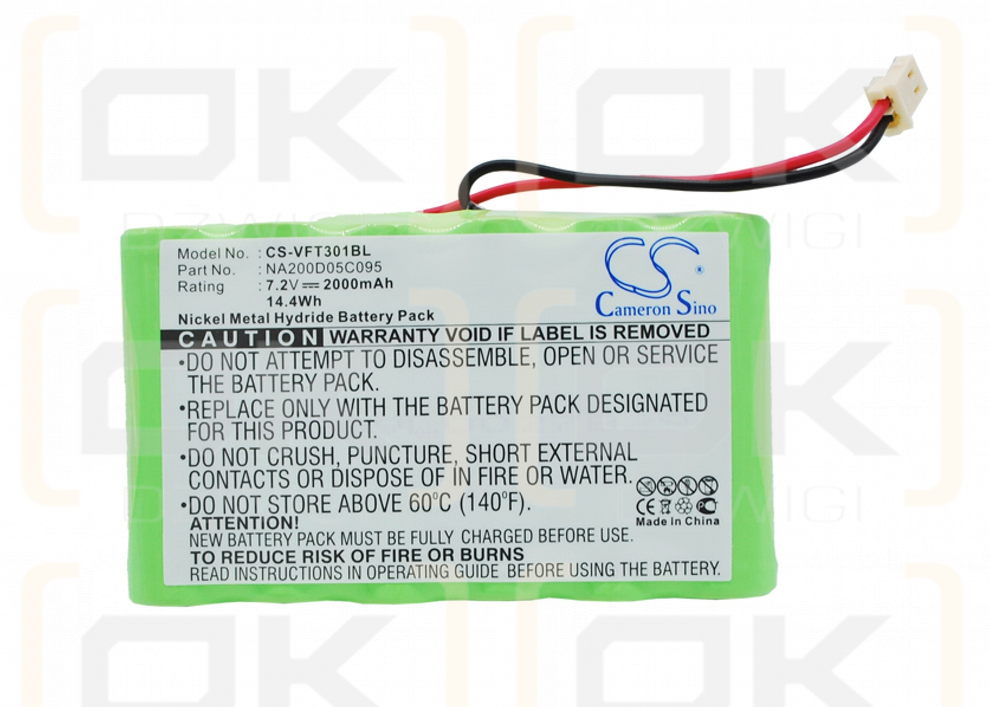 Verifone Nurit 3010 / NA200D05C095 2000 mAh Ni-MH 7,2 V (Cameron Sino)