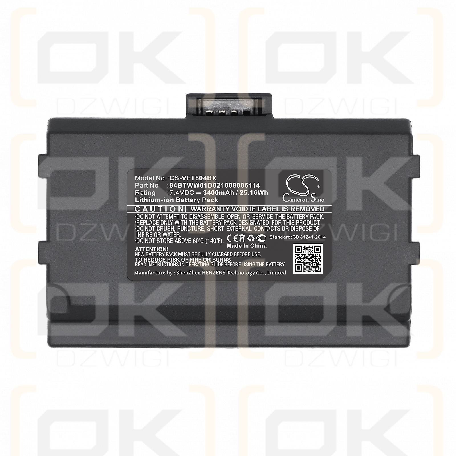 VeriFone Nurit 8400 PCI COMPLIANT / 84BTWW01D021008006114 3400 mAh Li-ion 7.4 V (Cameron Sino)