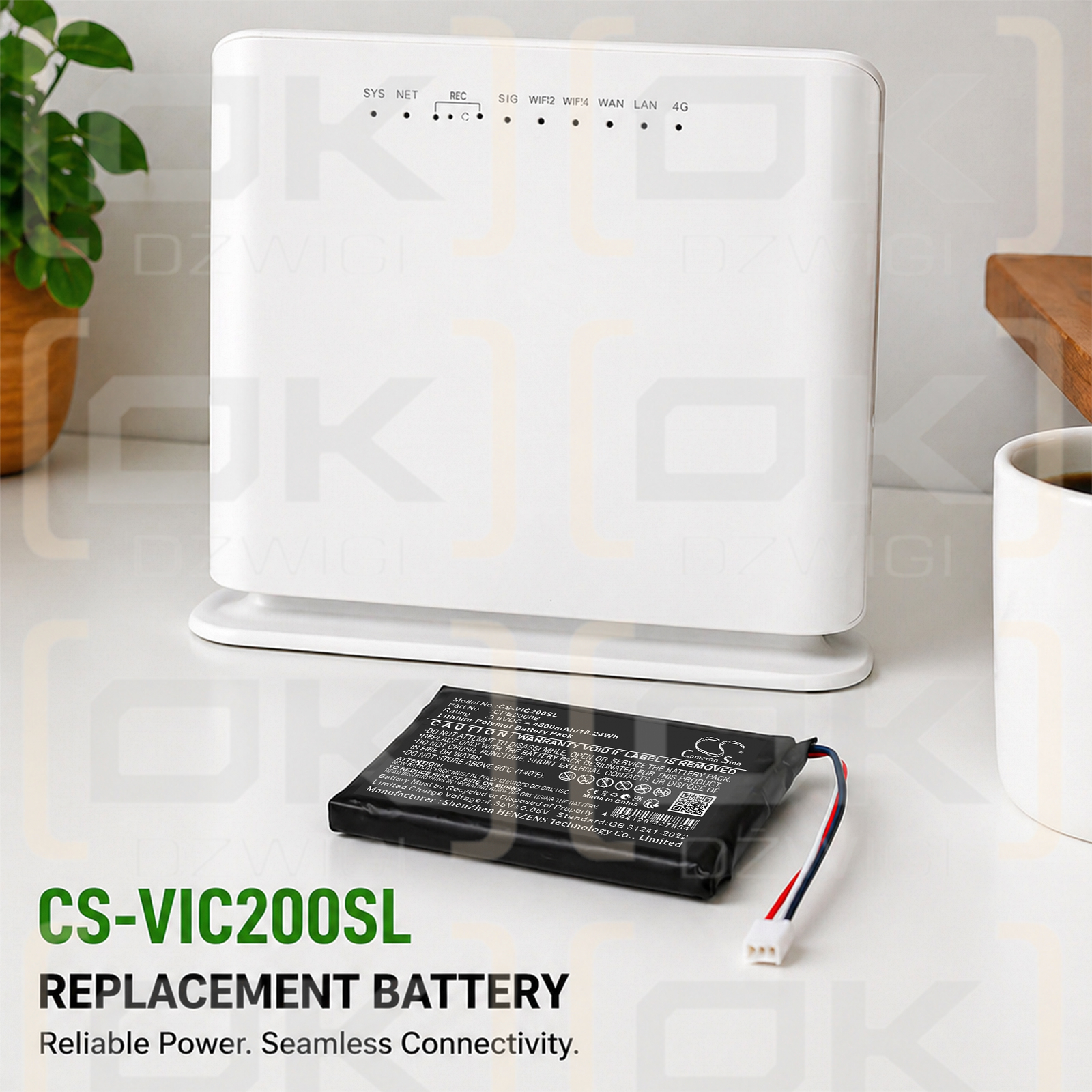 Сменный аккумулятор для маршрутизатора VIDA CPE2000B 4G LTE CPE / CPE2000B 4800 мАч, литий-полимерный, 3,8 В (Cameron Sino)