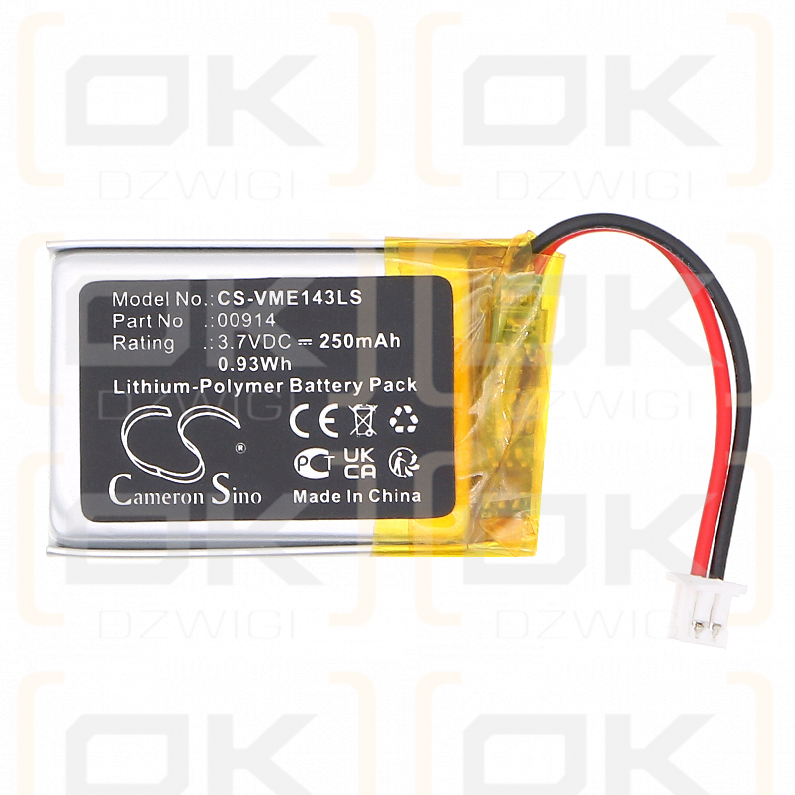VIMAR 30397/00914 Batería de polímero de litio de 250 mAh y 3,7 V (Cameron Sino)