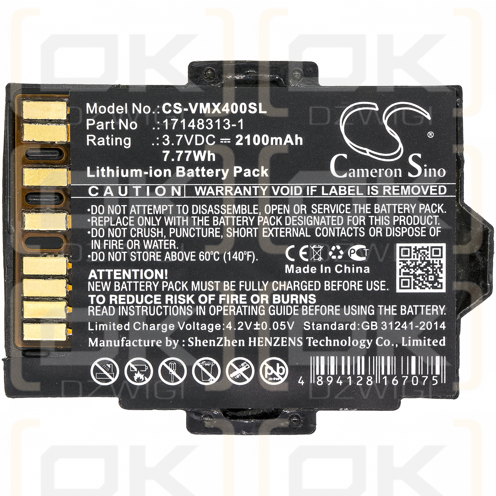 INDUSTRIAL SCIENTIFIC VTS-K1231101101 / 17148313-1 2100 mAh Li-Ion 3,7 V (Cameron Sino)