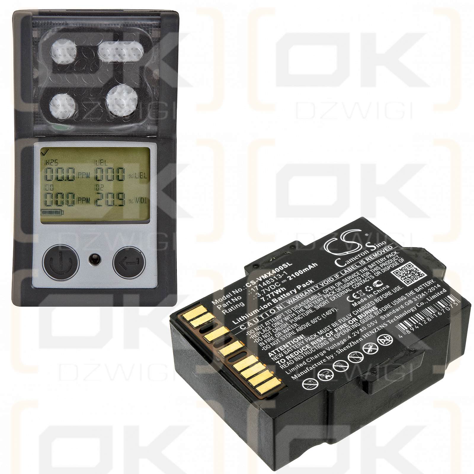 INDUSTRIAL SCIENTIFIC VTS-K1231101101 / 17148313-1 2100 mAh Li-Ion 3,7 V (Cameron Sino)