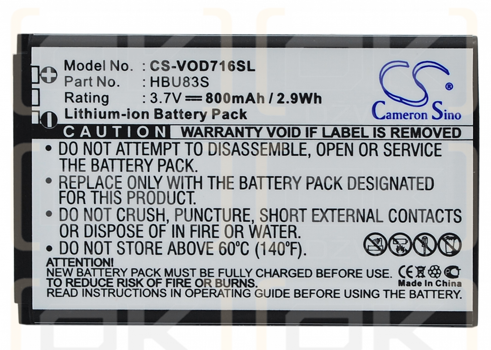 Vodafone 715 / HBU83S 800mAh Li-ion 3.7V (Cameron Sino)