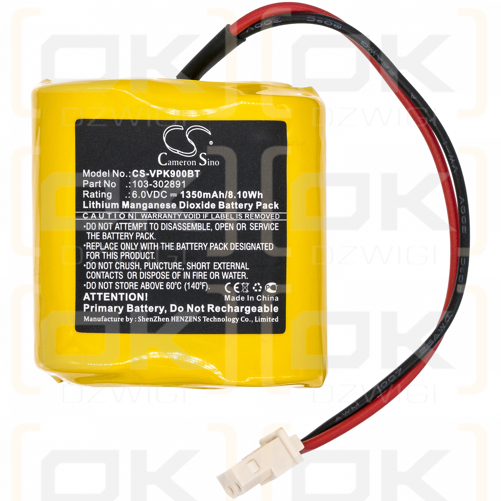 Visonic Neo PG8934 / 103-302891 1350mAh Li-MnO2 6.0V (Cameron Sino)