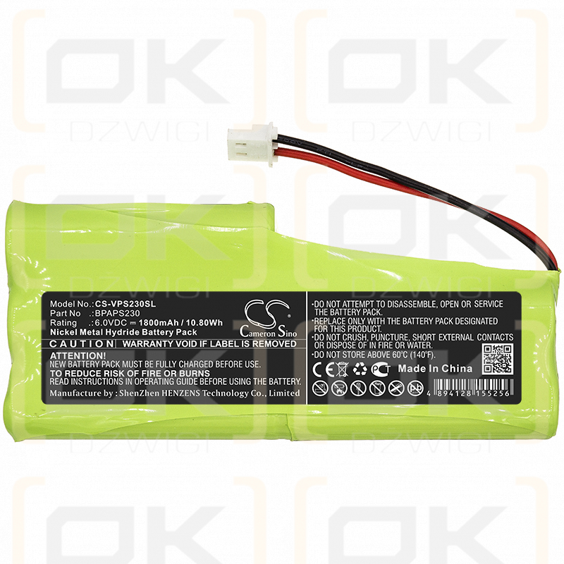 Velleman APS230 / BPAPS230 1800mAh Ni-MH 6.0V (Cameron Sino)