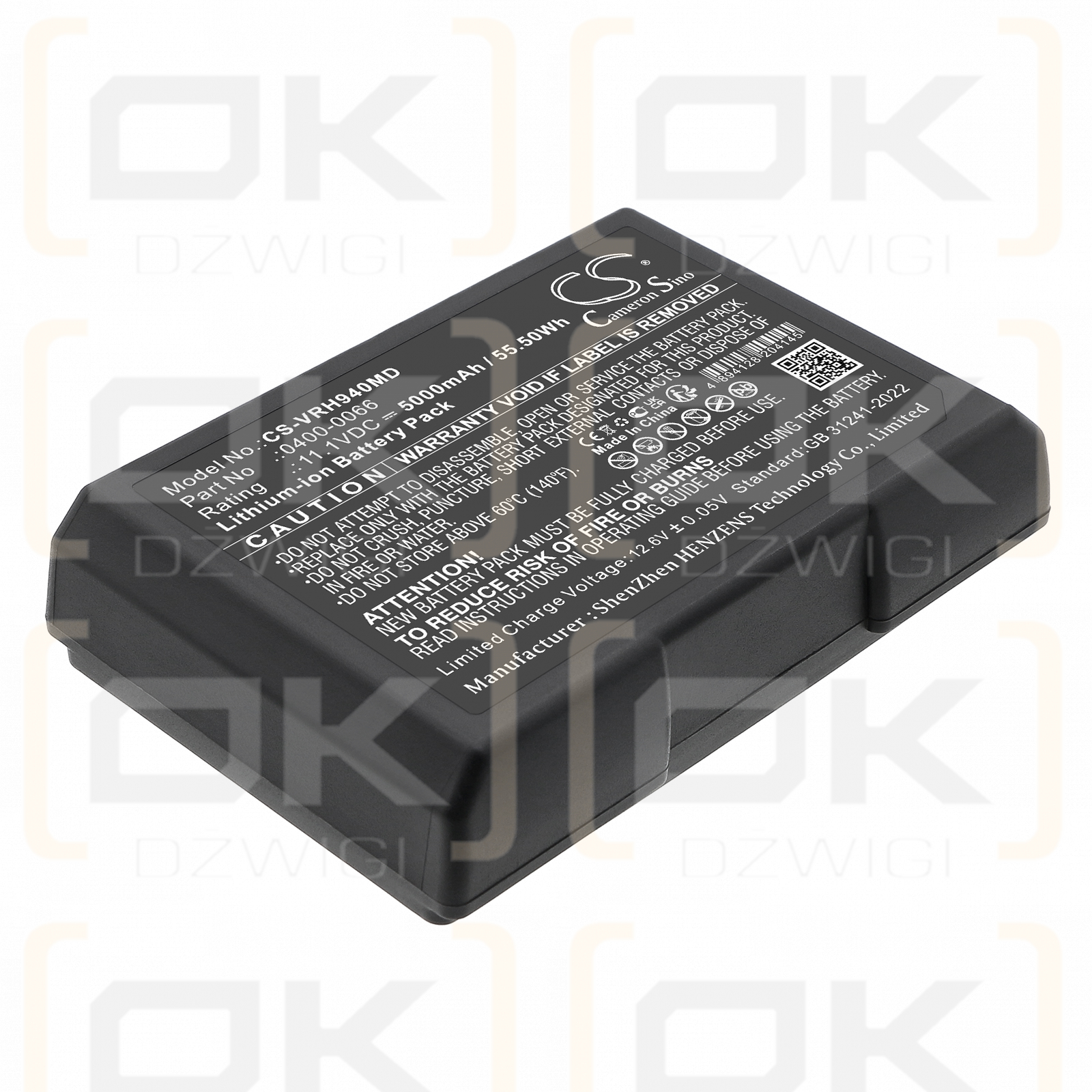Verathon BVI 9400 / 0400-0066 5000 mAh Li-Ion 11,1 V (Cameron Sino)