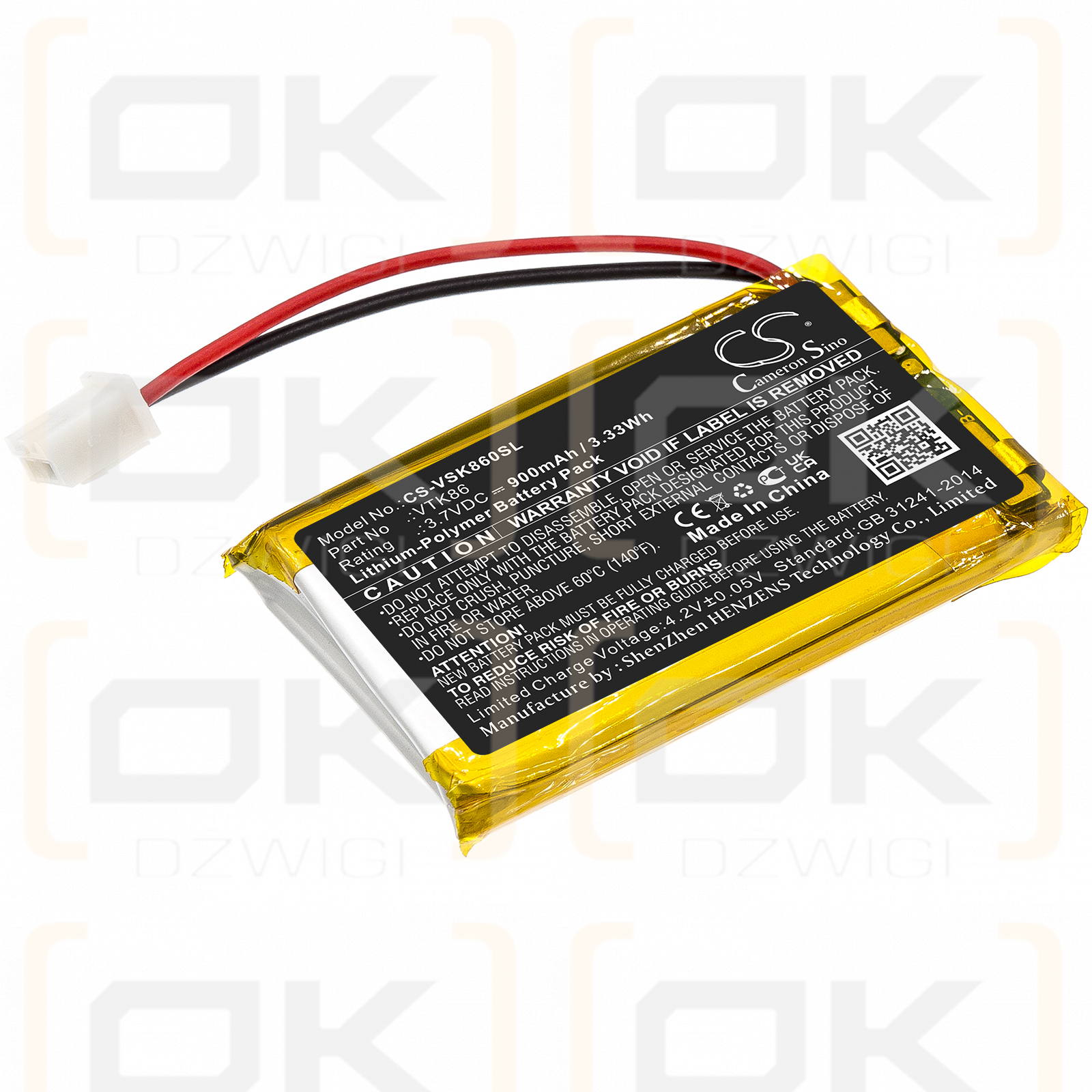 Velocitek Shift / VTK86 900 mAh Li-Polymer 3,7 V (Cameron Sino)