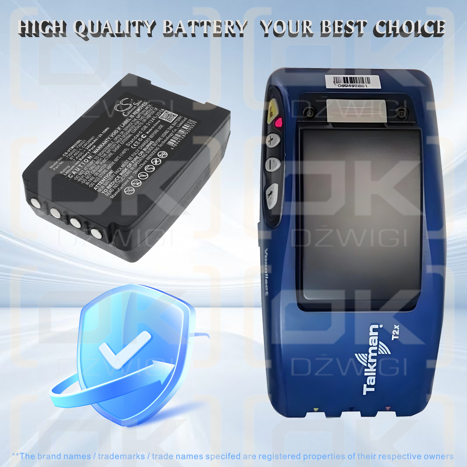 Vocollect Talkman T2X / 730025 3400 mAh Li-ion 7,4 V (Cameron Sino)