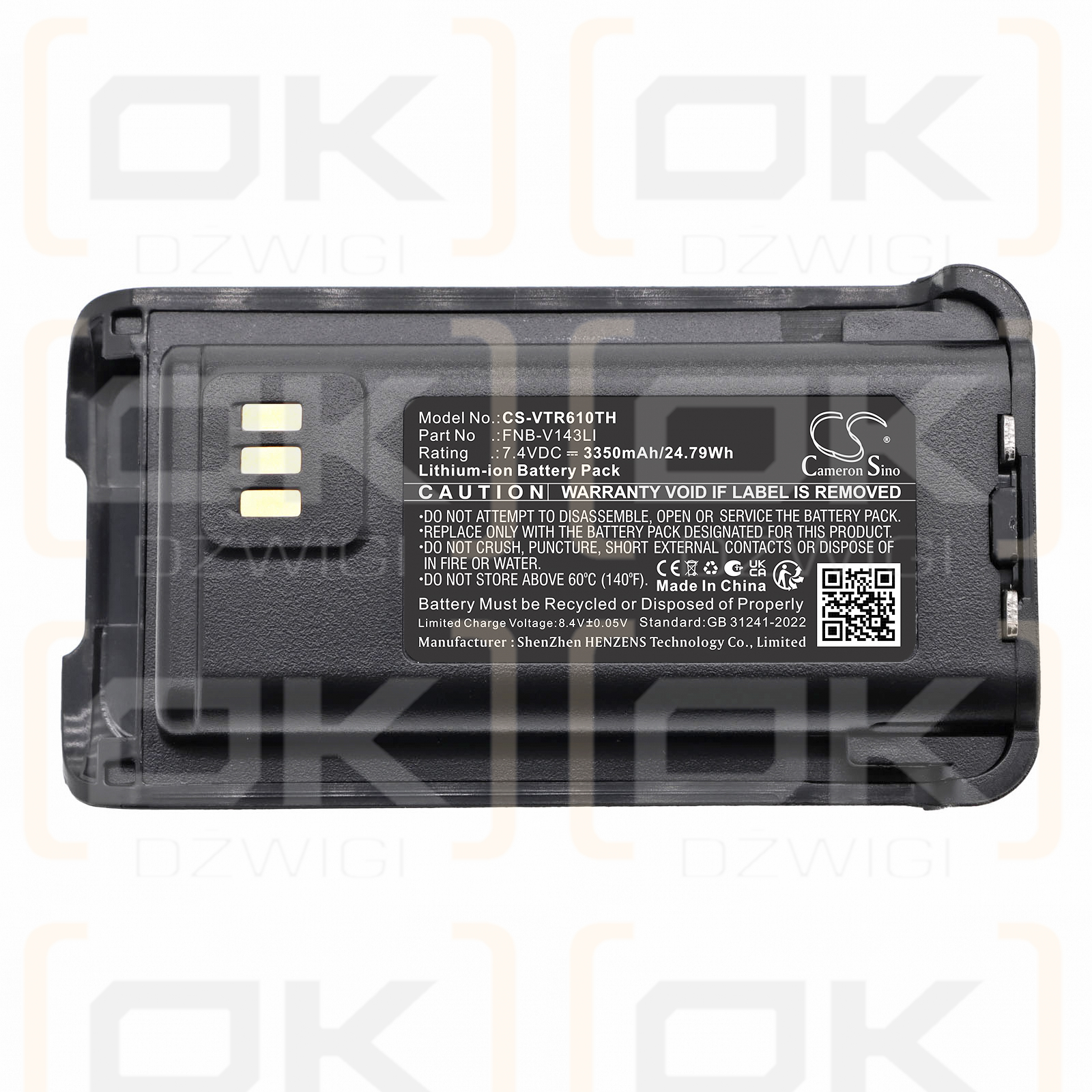Bateria zamienna do Vertex Standard EVX-Z69 / FNB-V143LI 3350 mAh Li-ion 7.4 V (Cameron Sino)