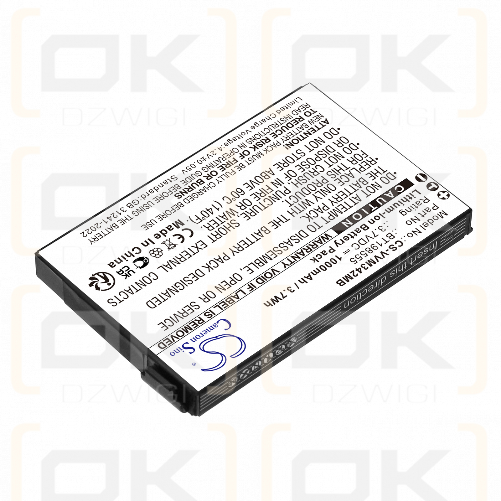 VTech VM342-2 / BT198555 1000mAh Li-ion 3.7V (Cameron Sino)