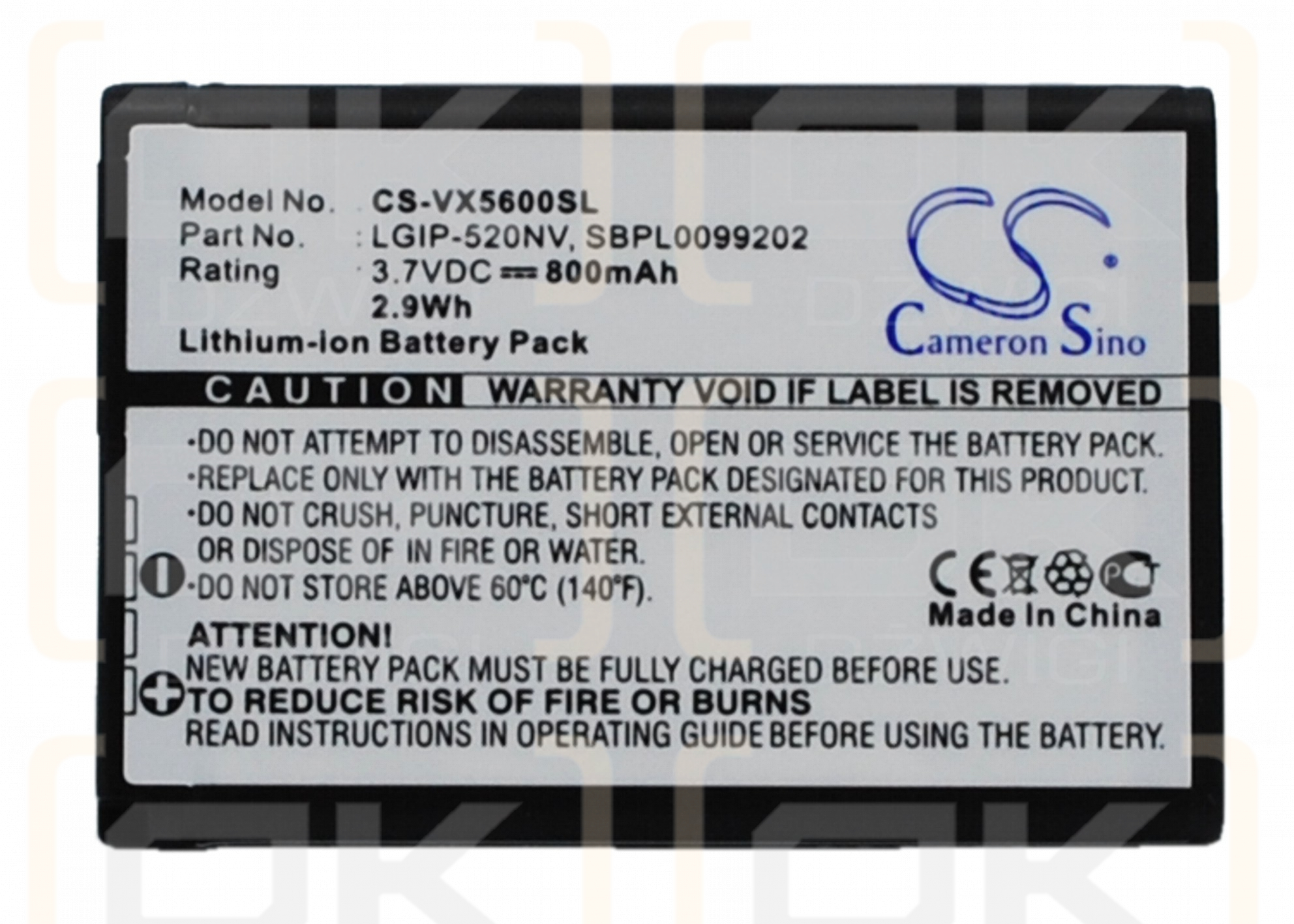 LG LG-VN150PP / LGIP-520NV 800 mAh Li-Ion 3,7 V (Cameron Sino)