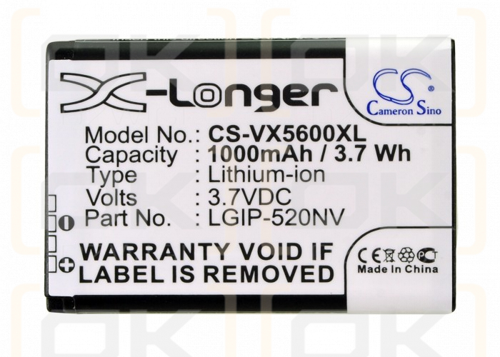 LG Revere LG-VN150PP / LGIP-520NV 1000 mAh Li-Ion 3,7 V (Cameron Sino)