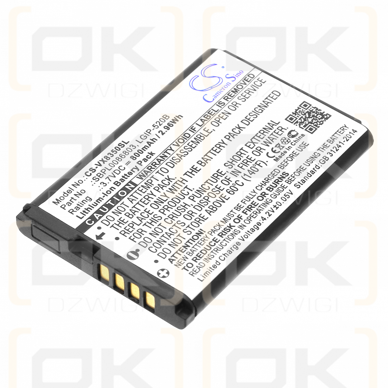 LG Select / LGIP-520B 800 mAh Li-Ion 3,7 V (Cameron Sino)