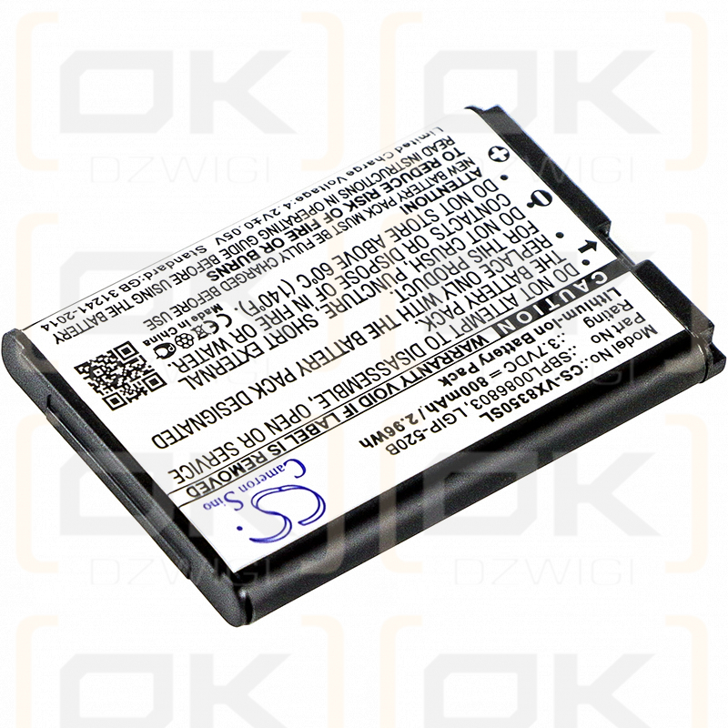 LG Select / LGIP-520B 800 mAh Li-Ion 3,7 V (Cameron Sino)