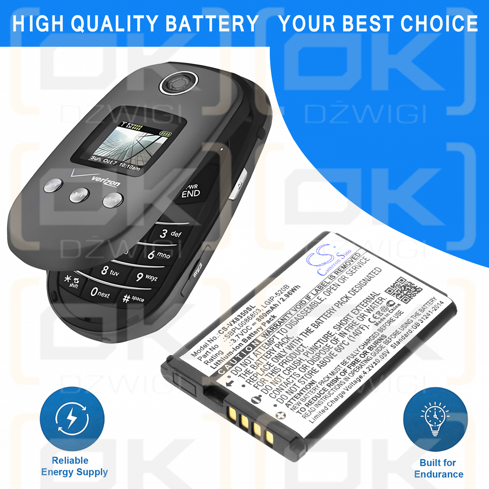 LG Select / LGIP-520B 800 mAh Li-Ion 3,7 V (Cameron Sino)