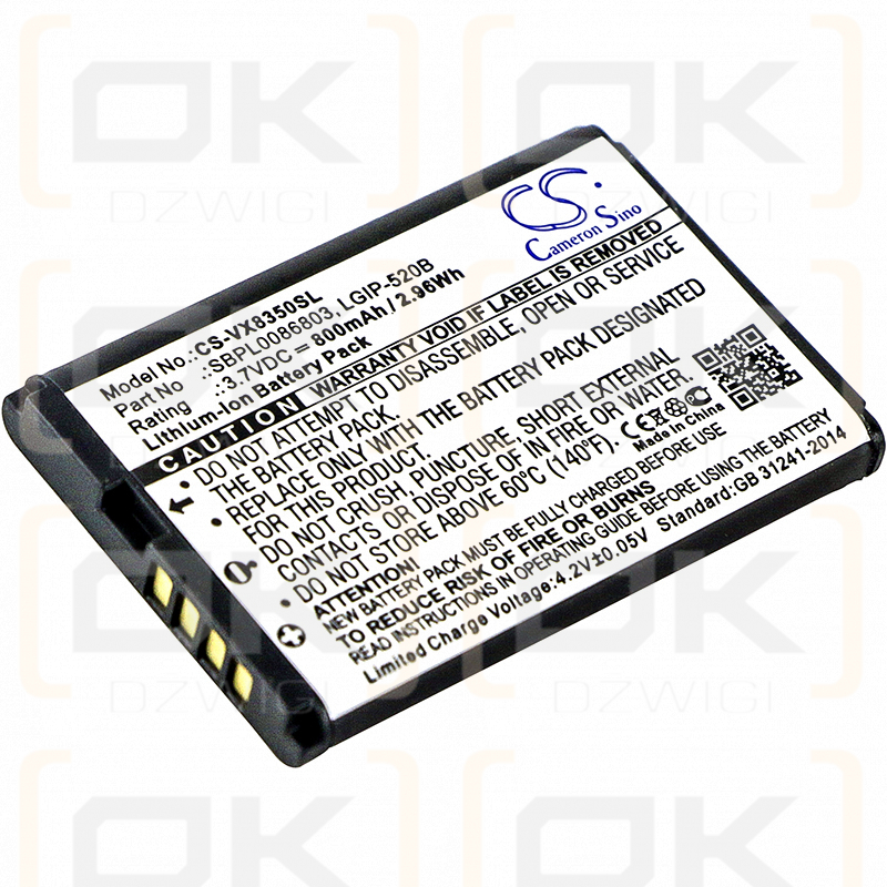 LG Select / LGIP-520B 800 mAh Li-Ion 3,7 V (Cameron Sino)